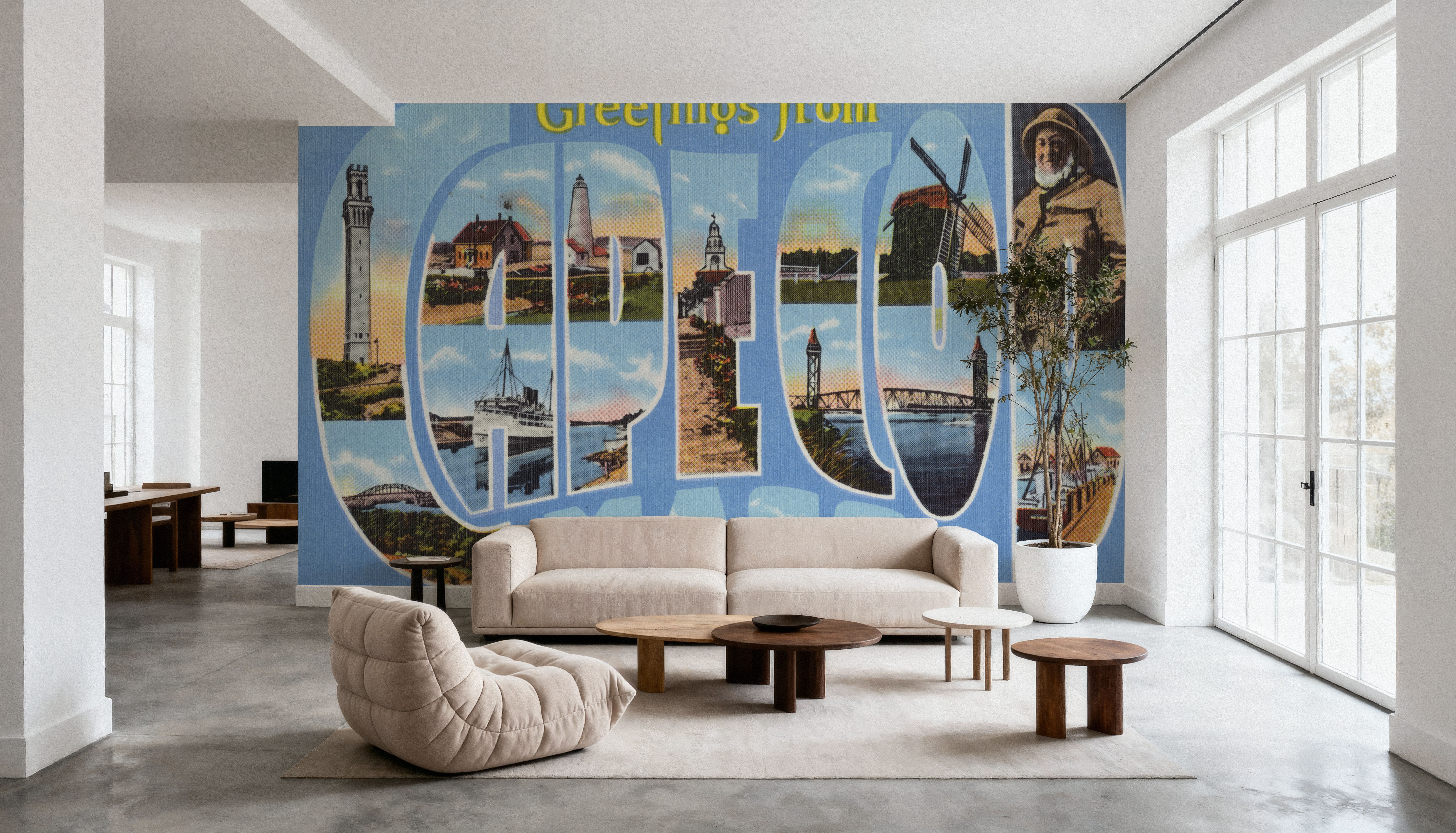 Greetings from Cape Cod - Screenprint Postcard, Wallpaper