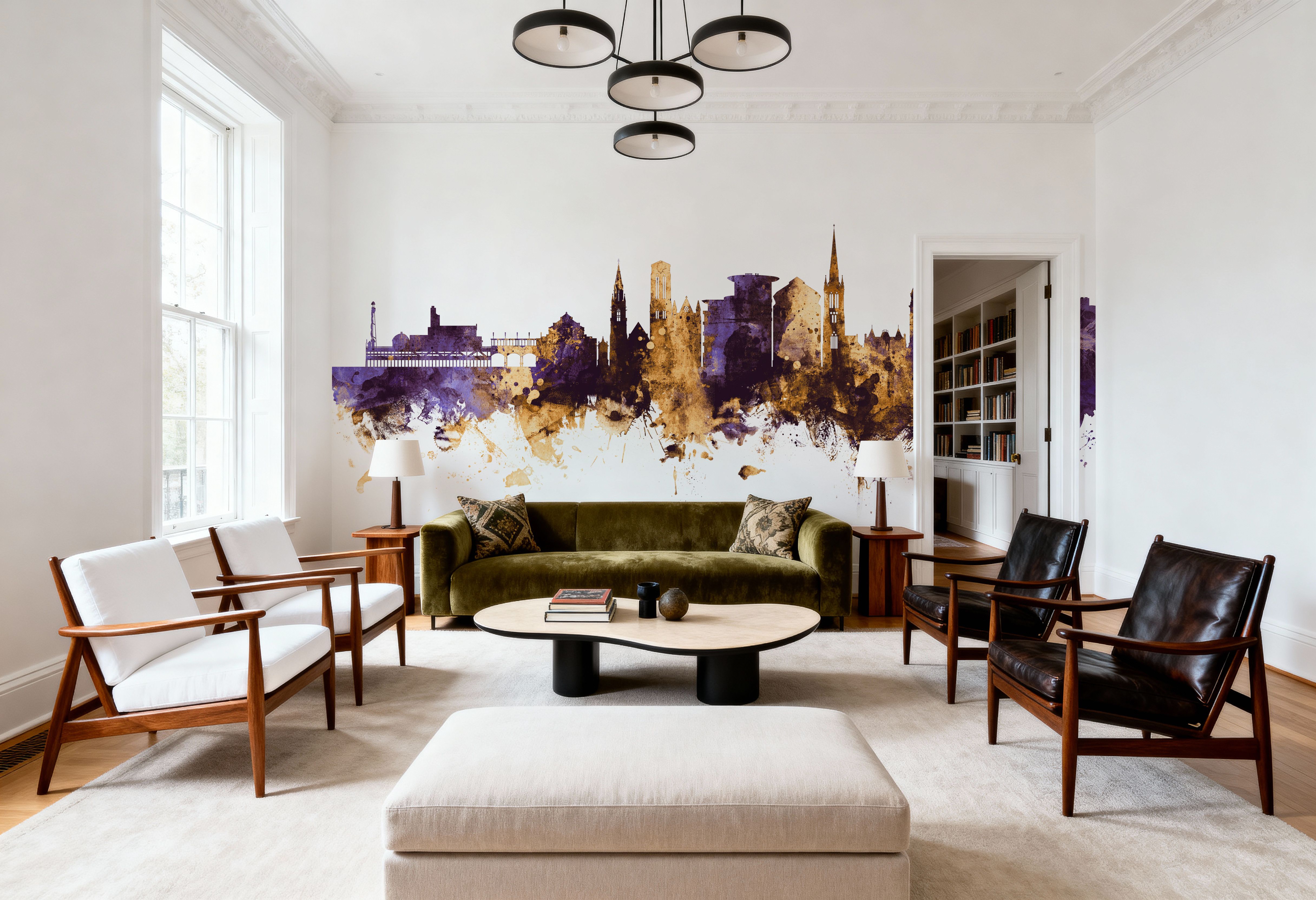 Bournemouth England Skyline Purple & Gold, Wallpaper