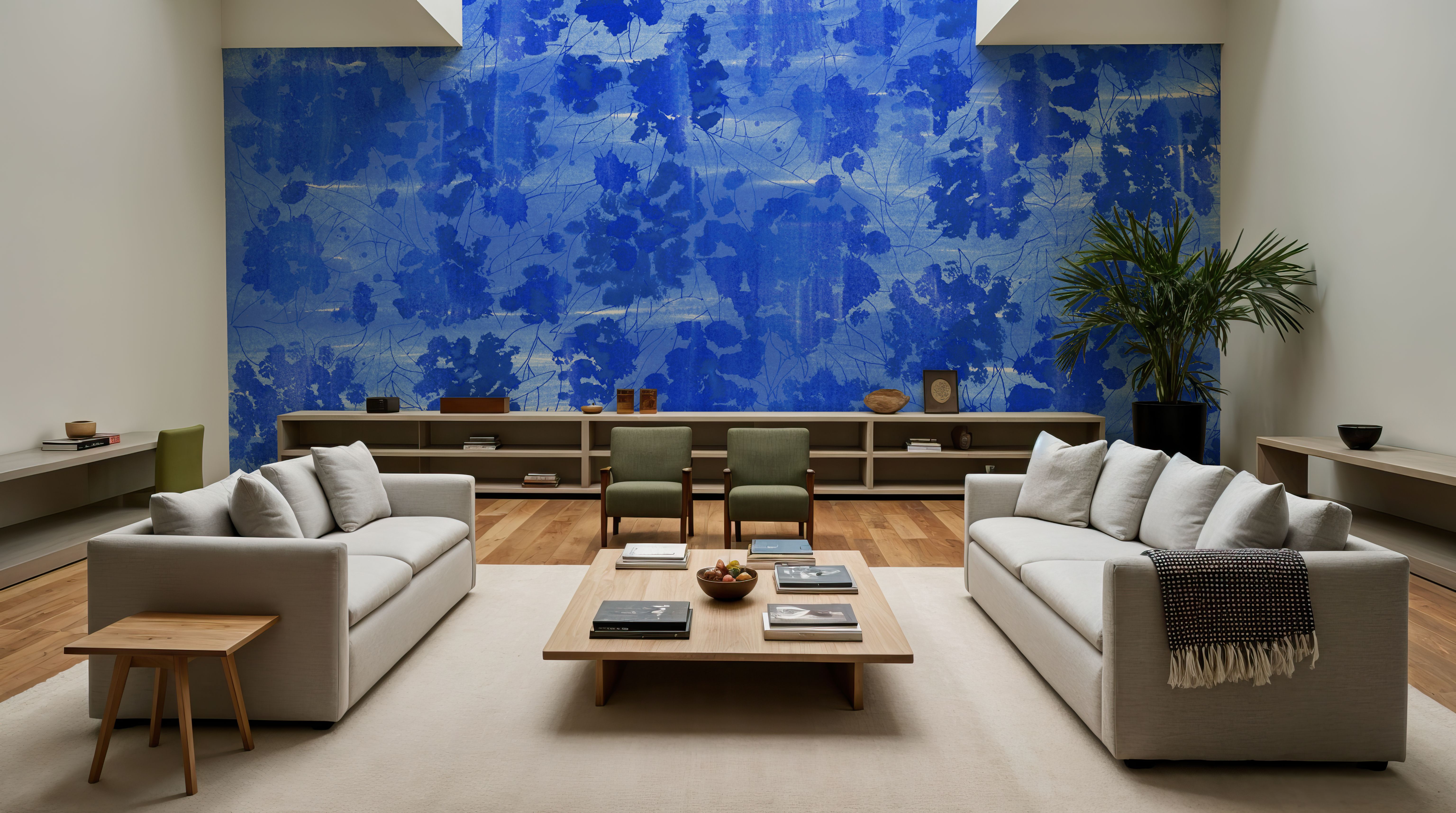 Indigo Poufs on Blue