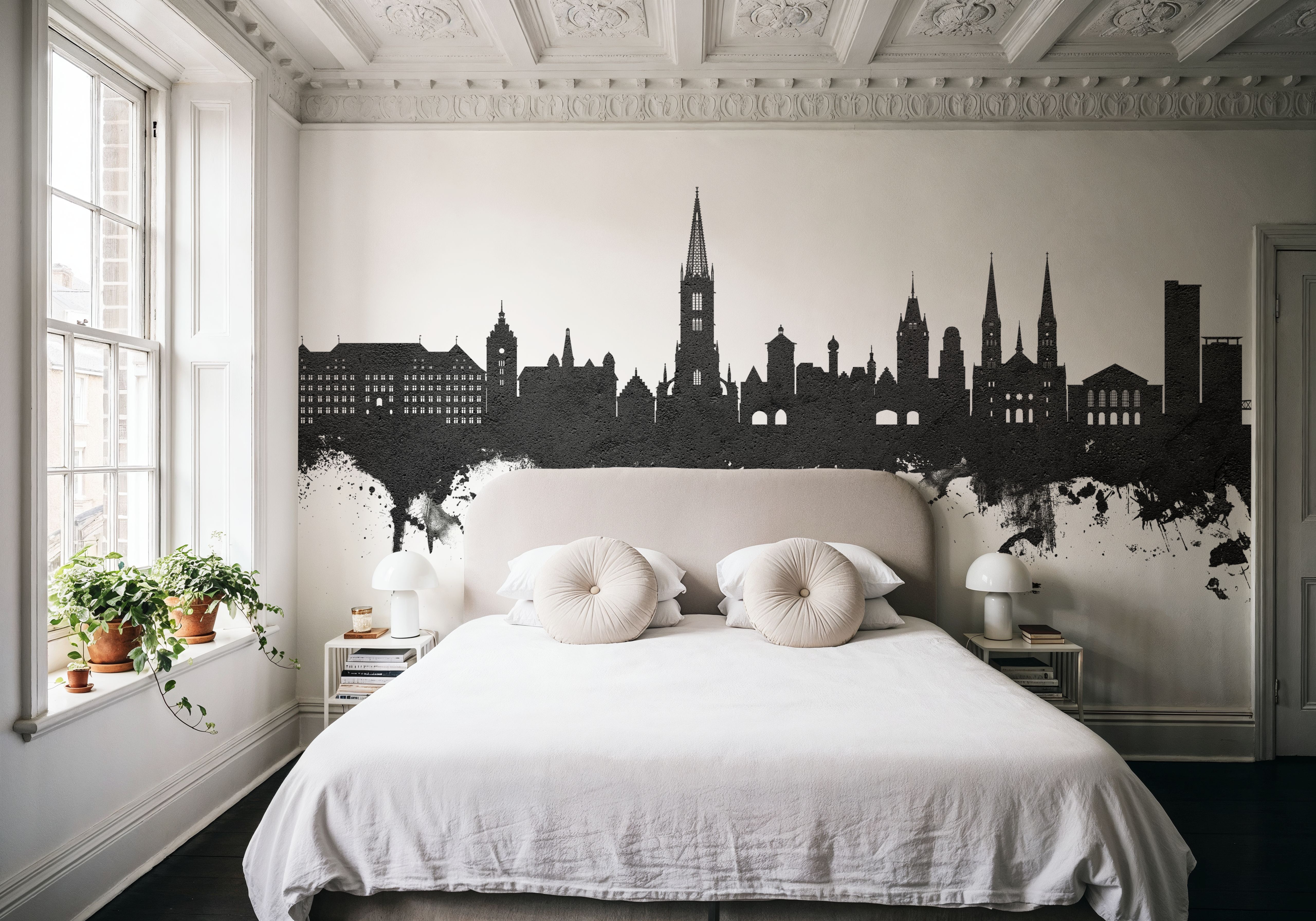 Freiburg Germnay Skyline Black & White, Tapeten