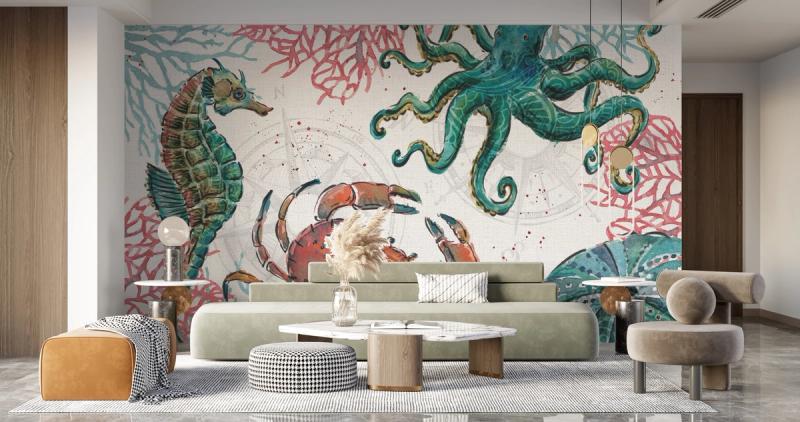 Ocean Finds wallpaper mural 100% PVC-free and non-toxic