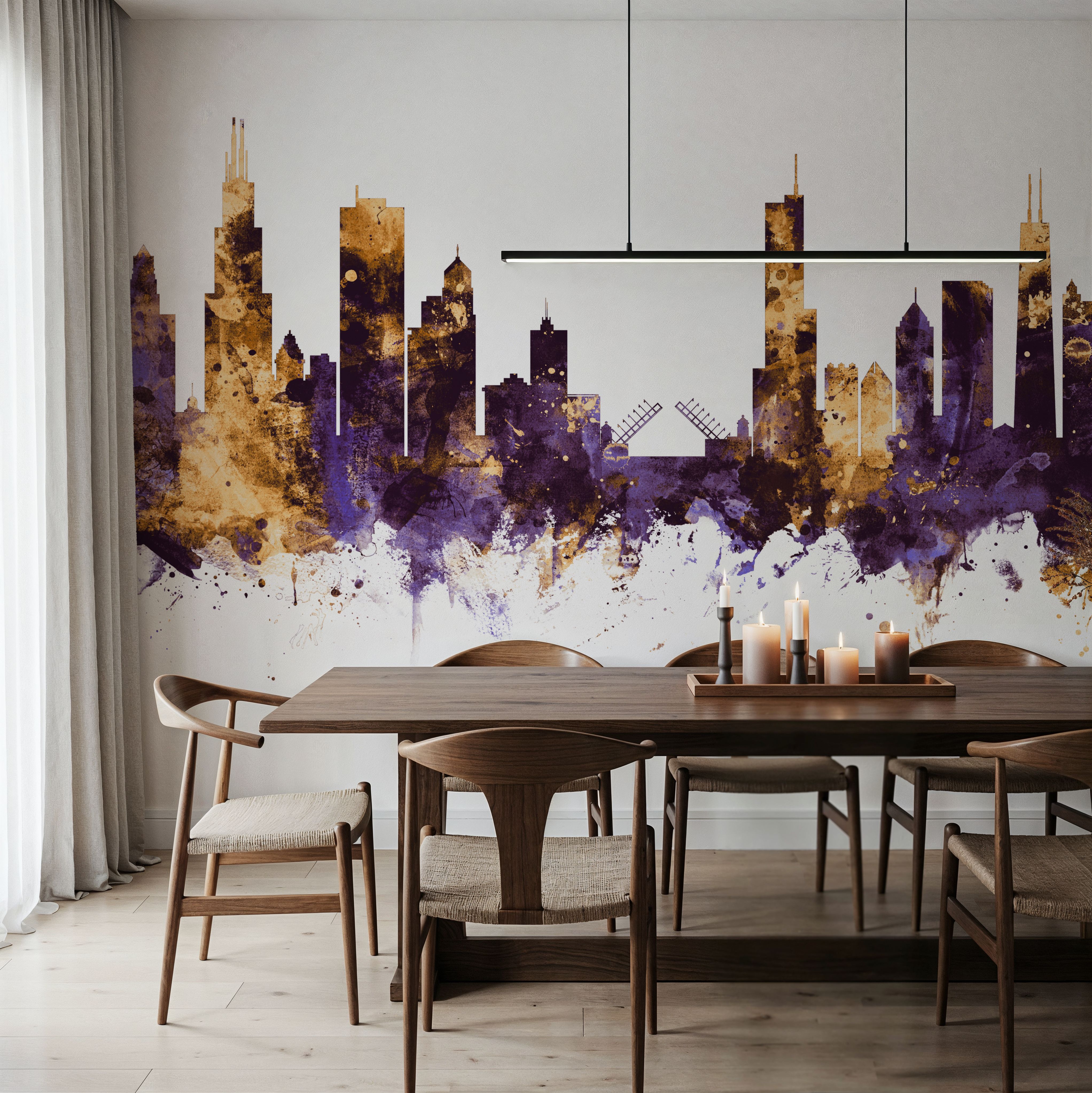 Chicago Illinois Skyline Purple & Gold