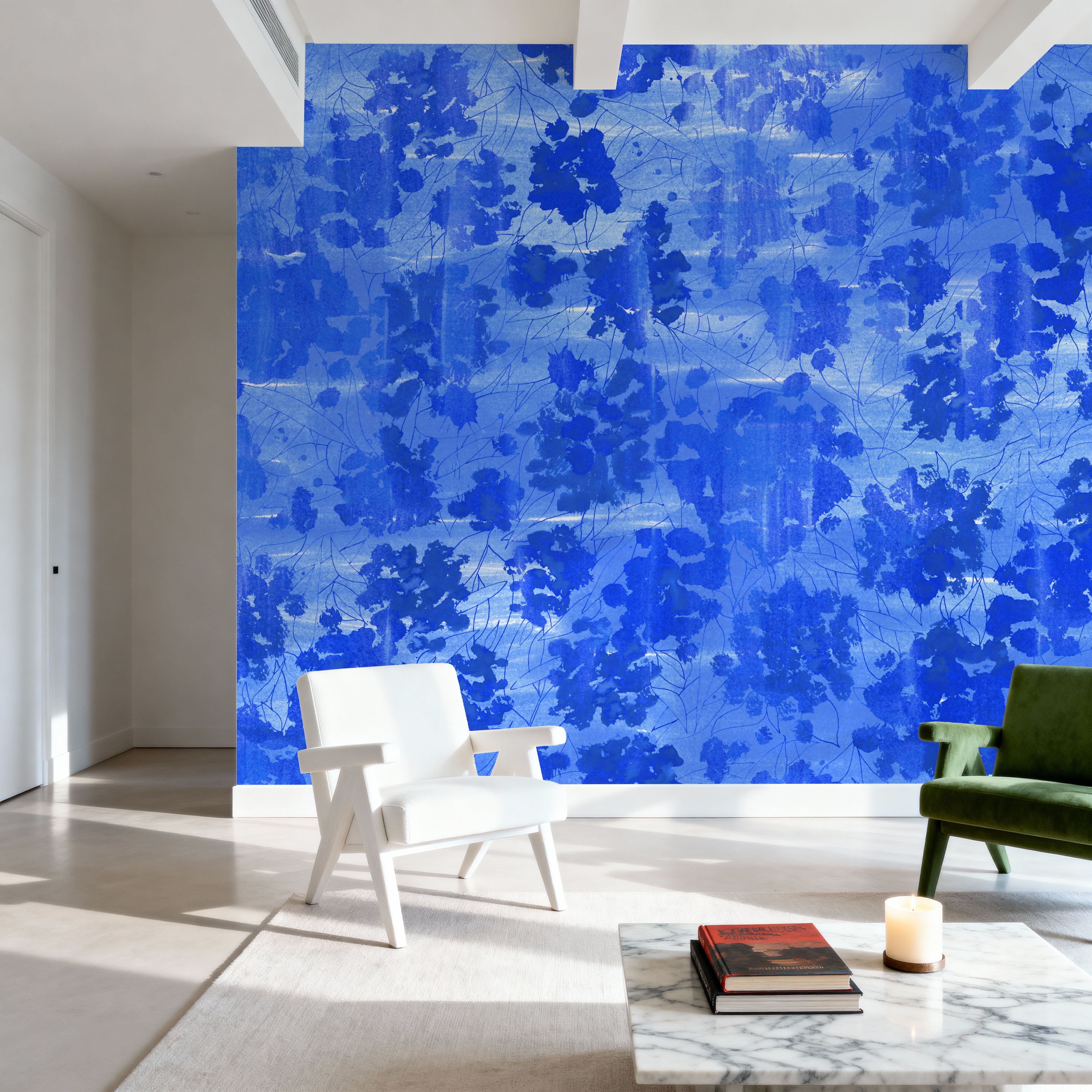 Indigo Poufs on Blue