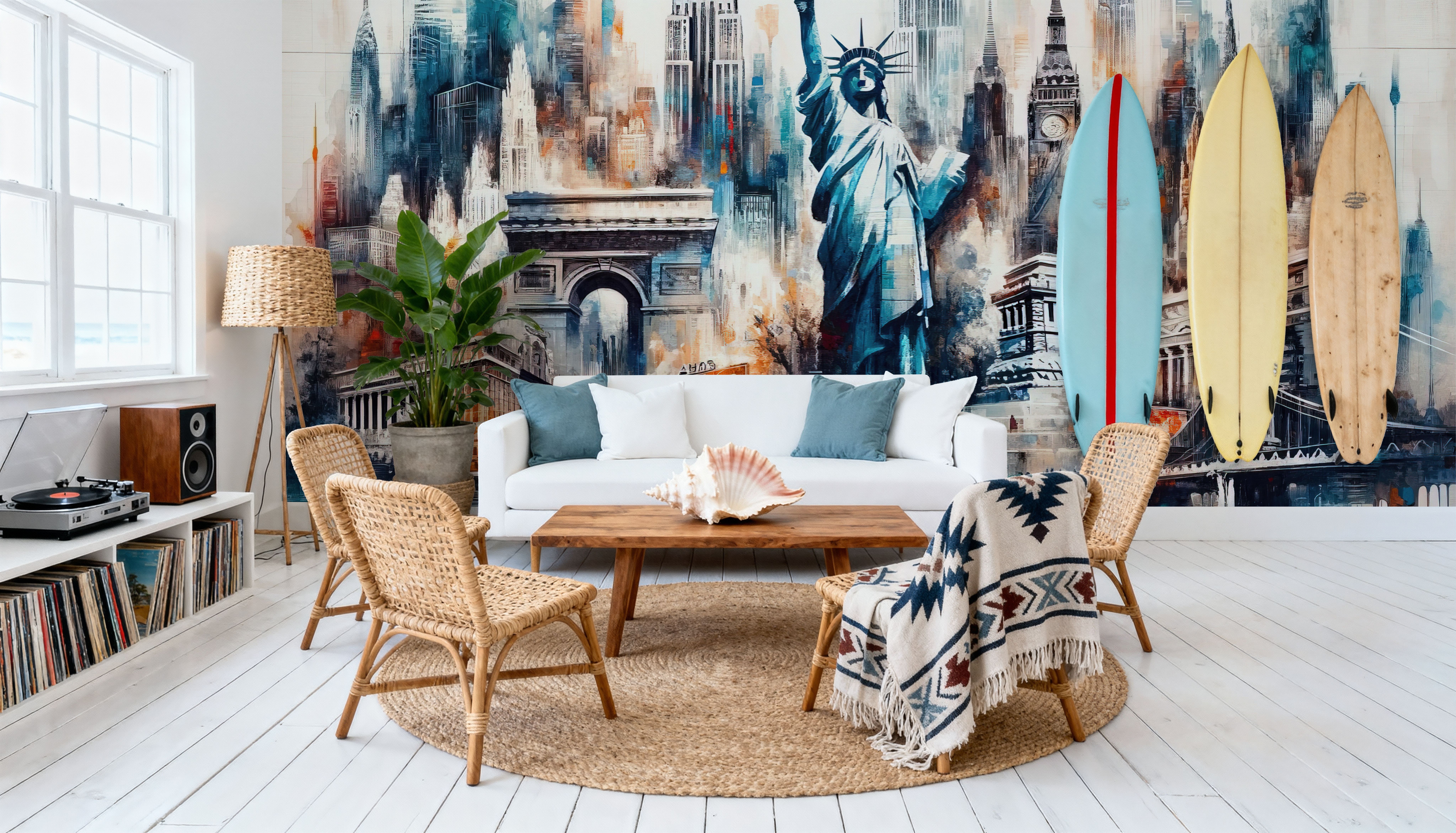 Watercolor Abstract New York City Landamarks