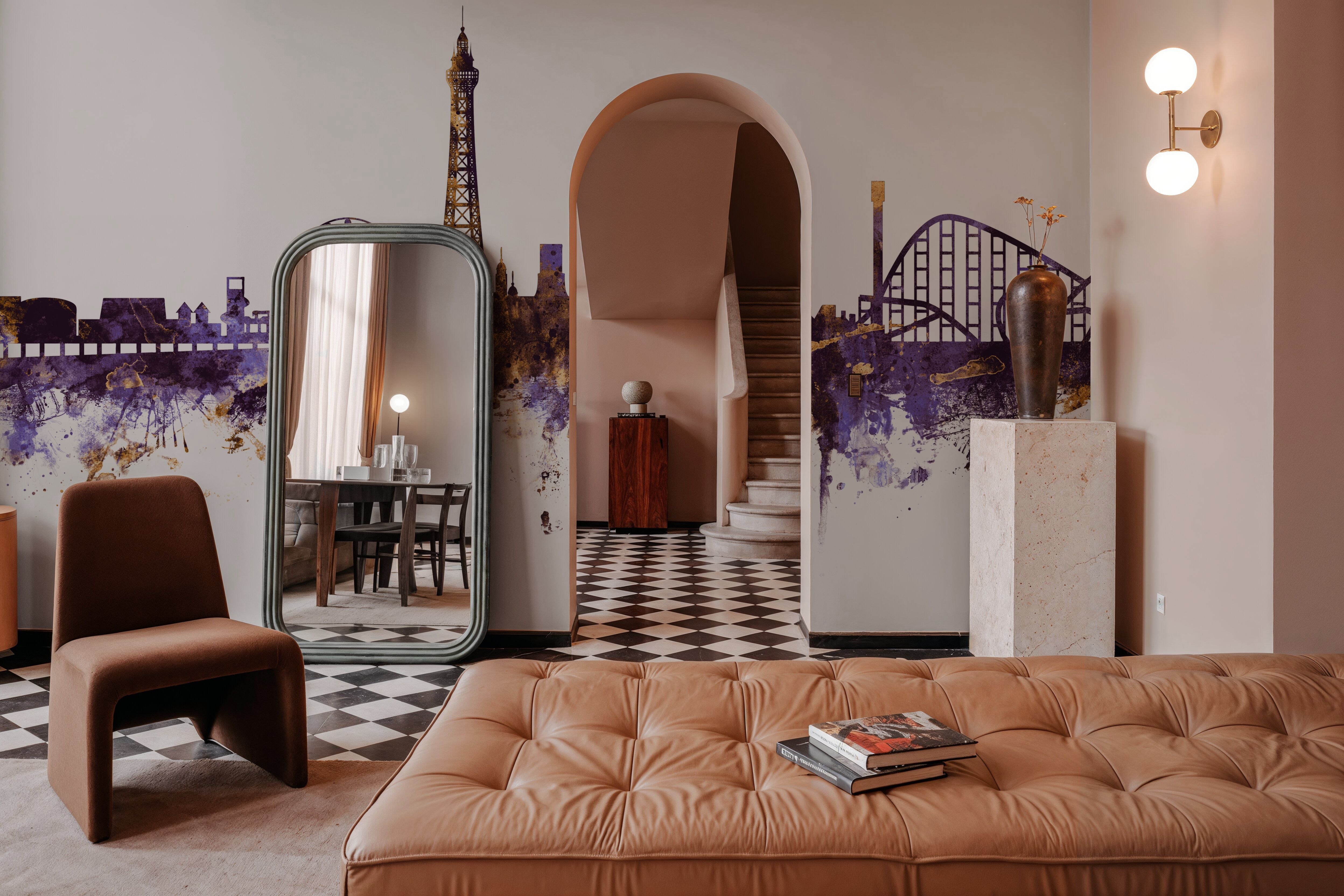 Blackpool England Skyline Purple & Gold