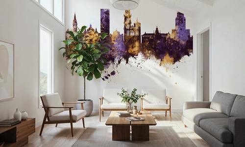 Antwerp Belgium Skyline Purple & Gold