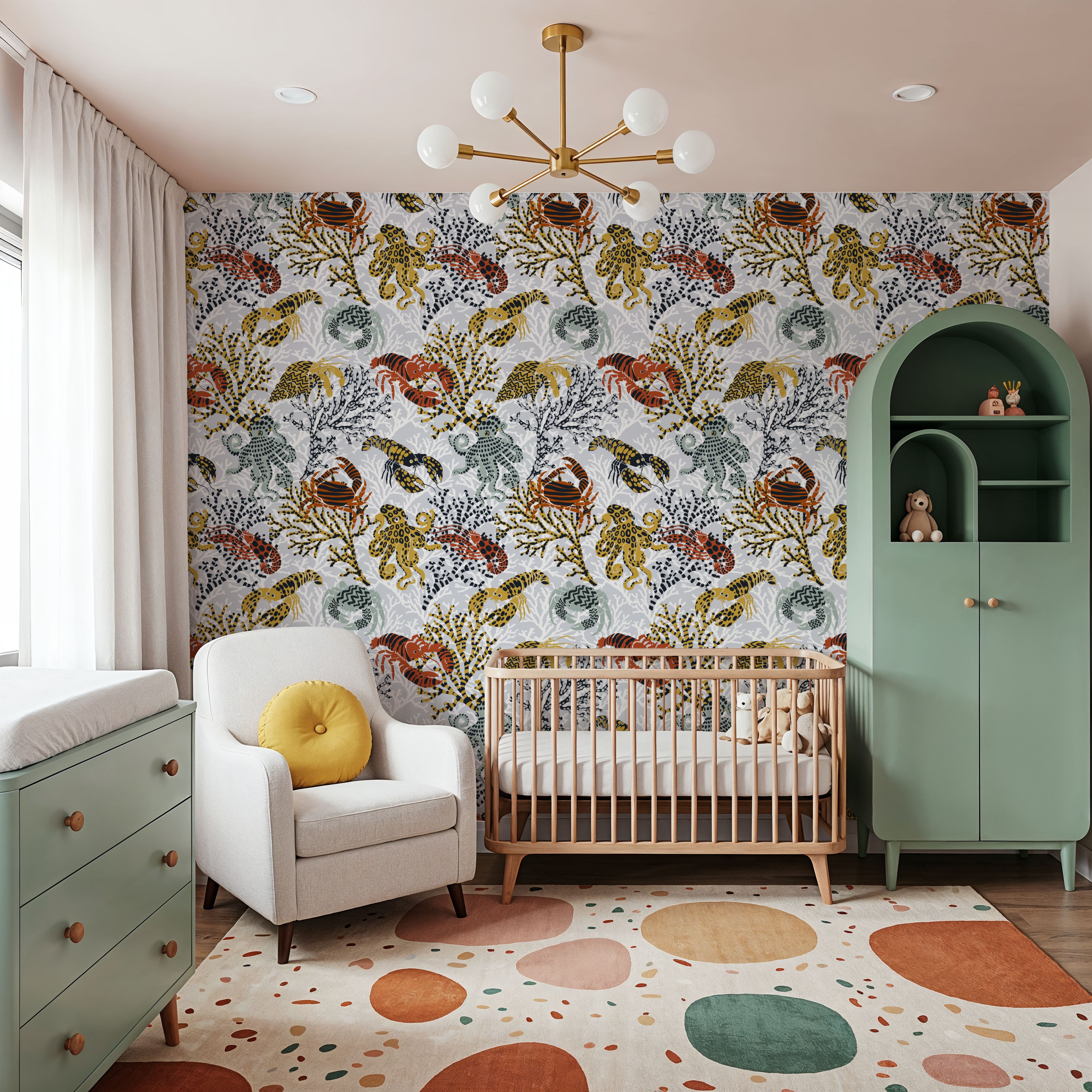Vibrant Coral Reef, Grey