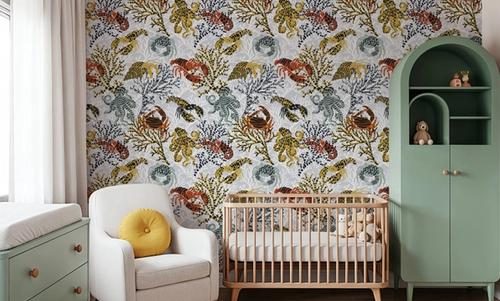 Vibrant Coral Reef, Grey
