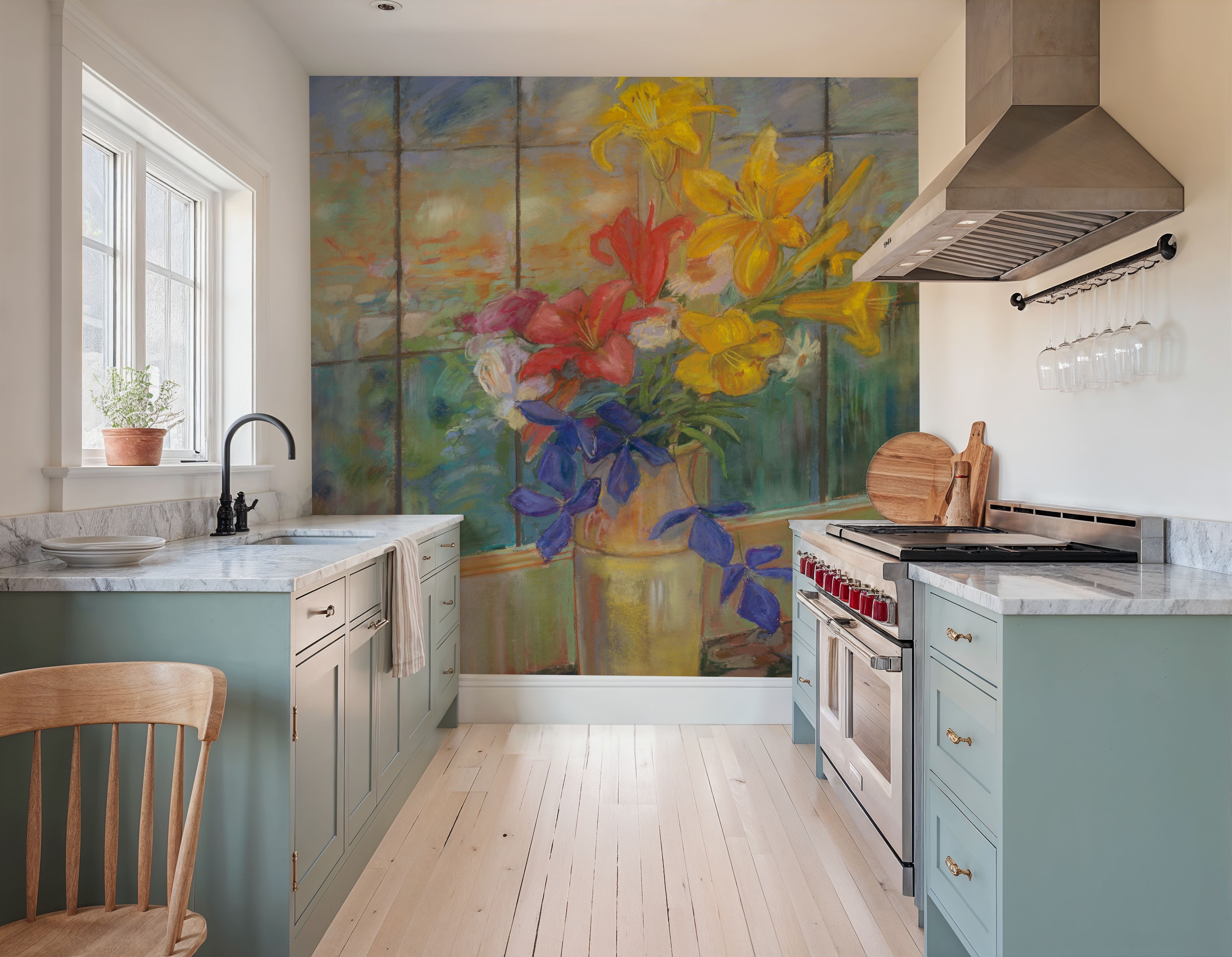 Vase of Colorful Lilies