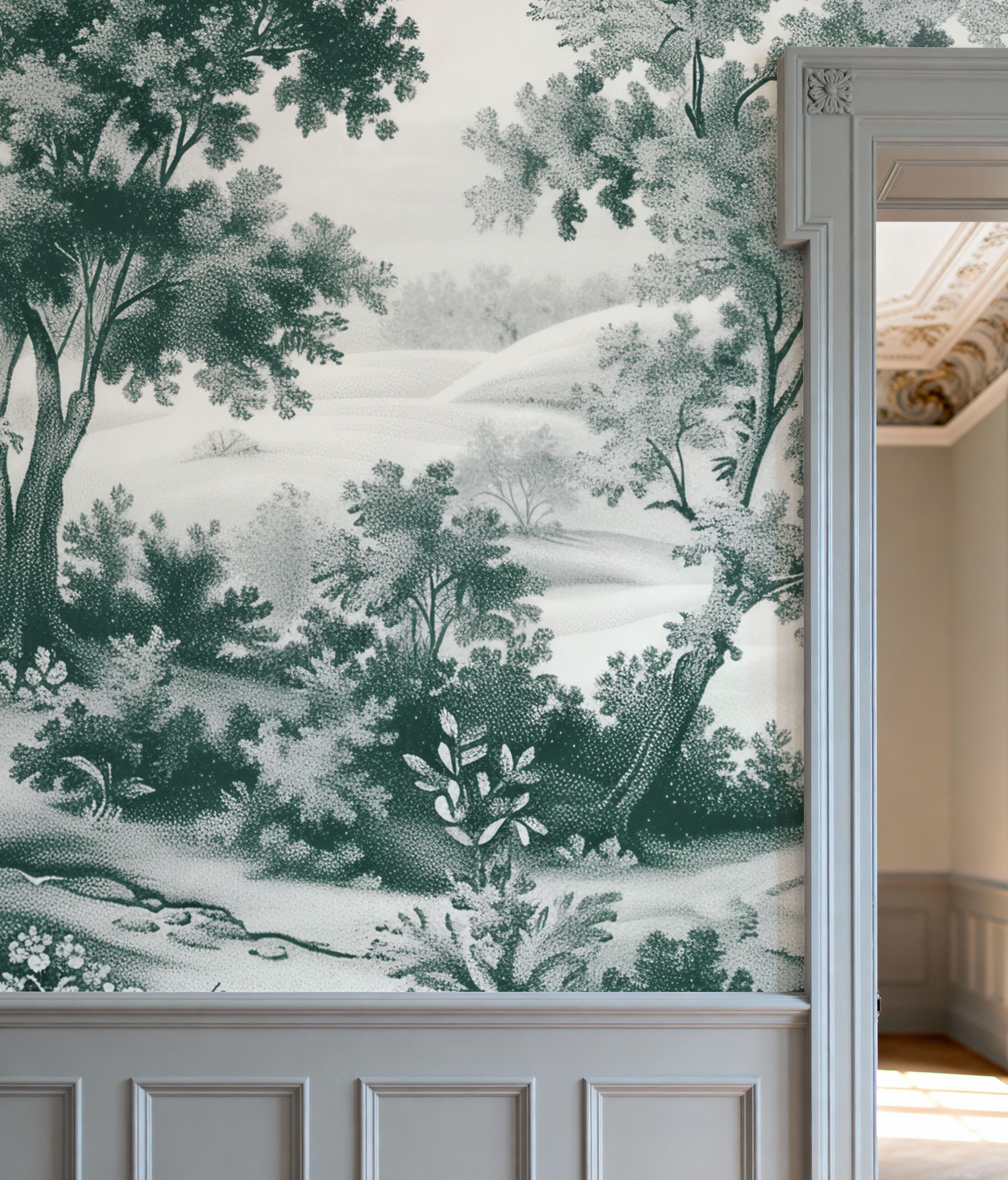 Pastoral Toile, Bottle Green
