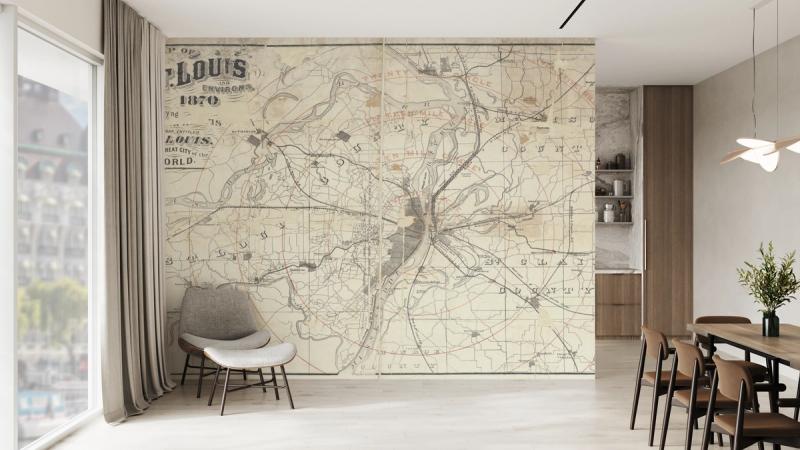 Vintage St Louis wallpaper mural 100% PVC-free and non-toxic