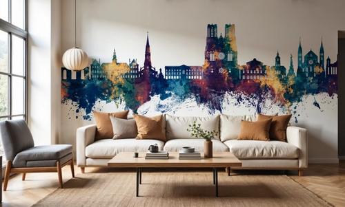 Reims France Skyline Blue & Bronze