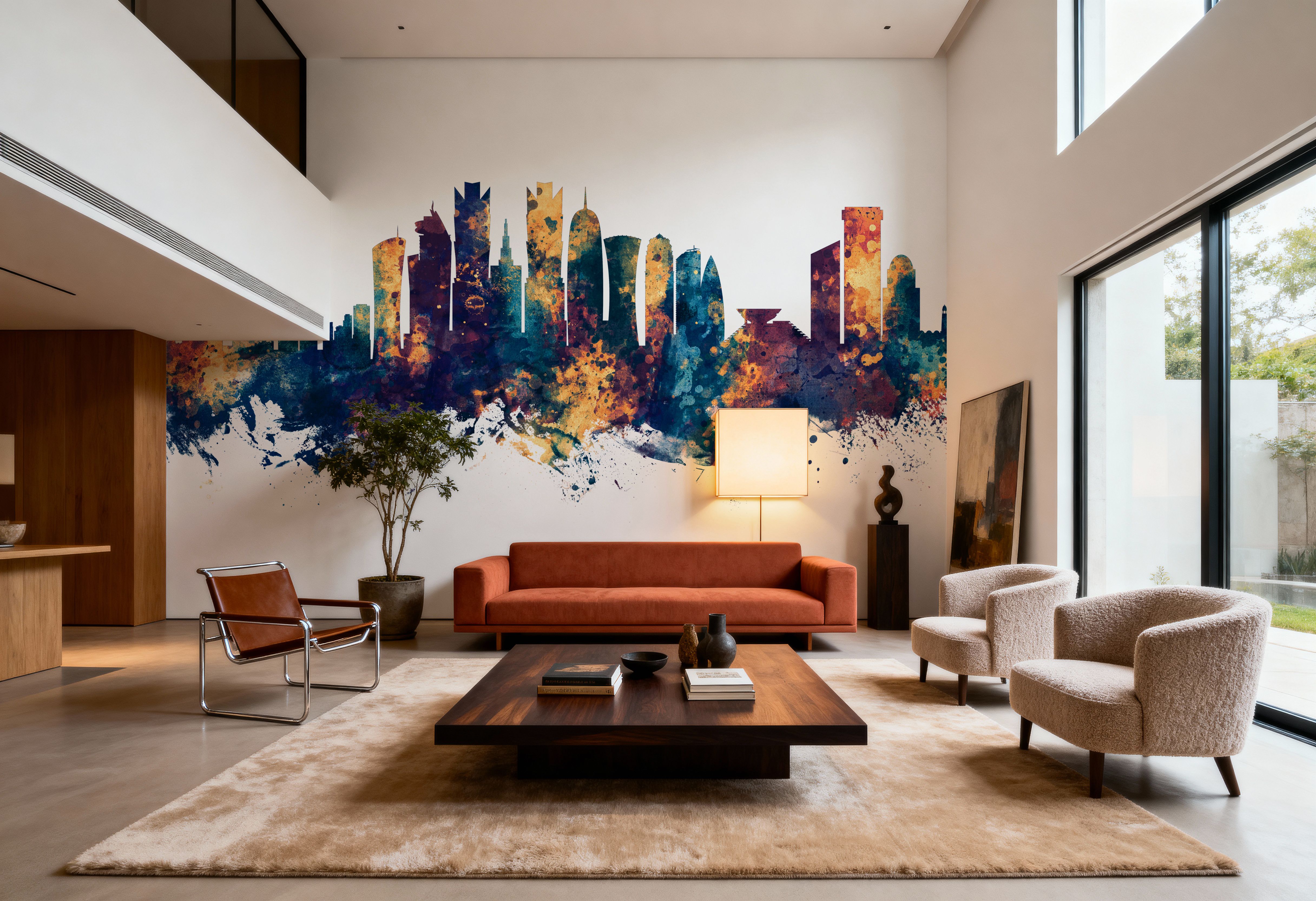 Doha Qatar Skyline Blue & Bronze