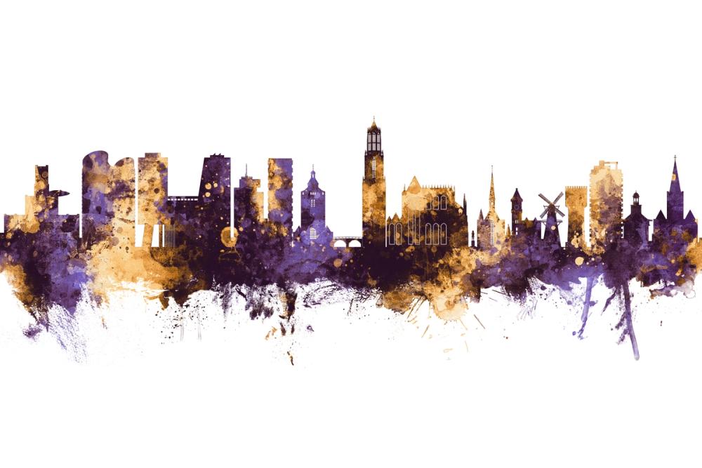 Utrecht The Netherlands Skyline Purple & Gold