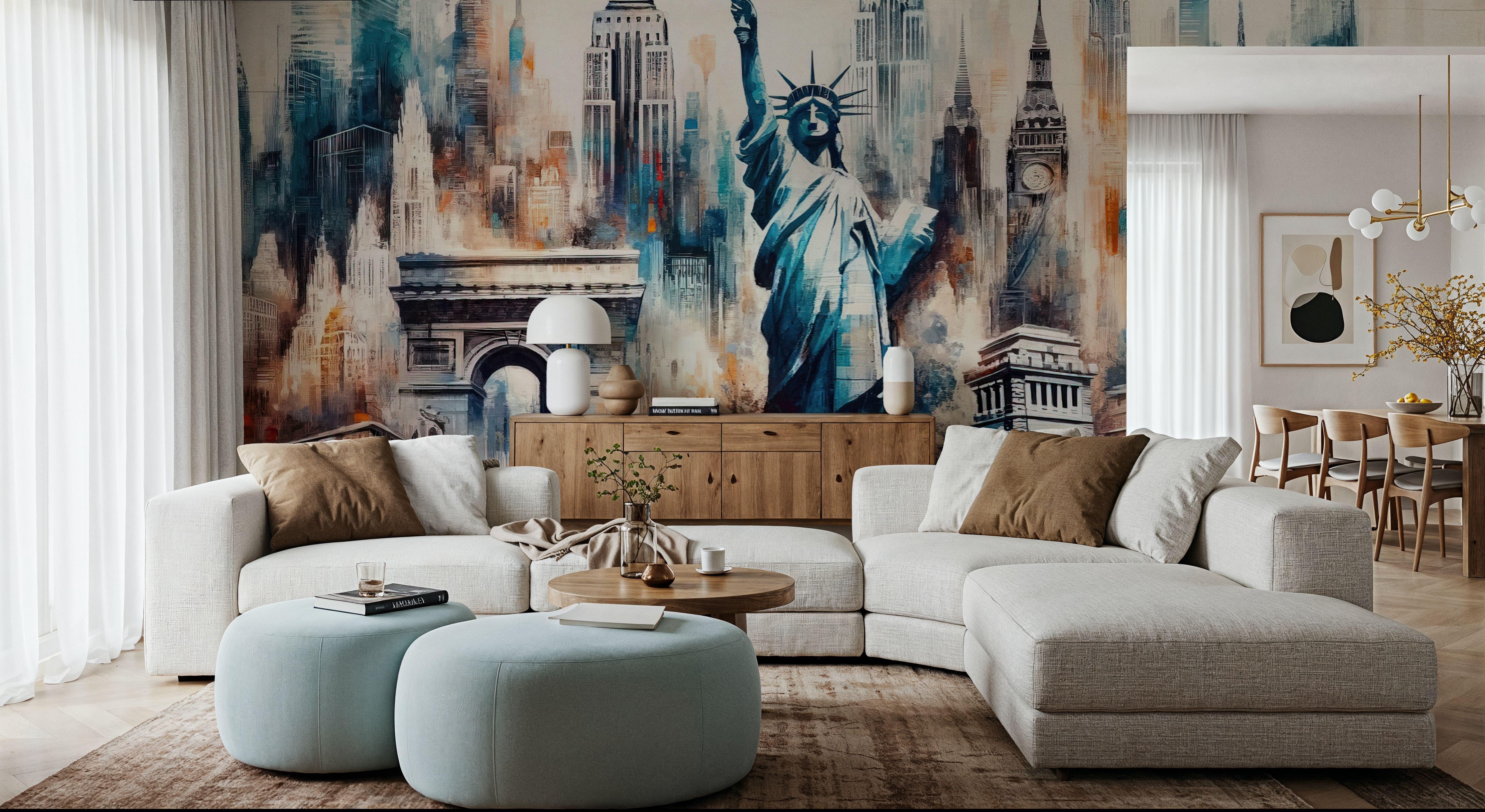 Watercolor Abstract New York City Landamarks