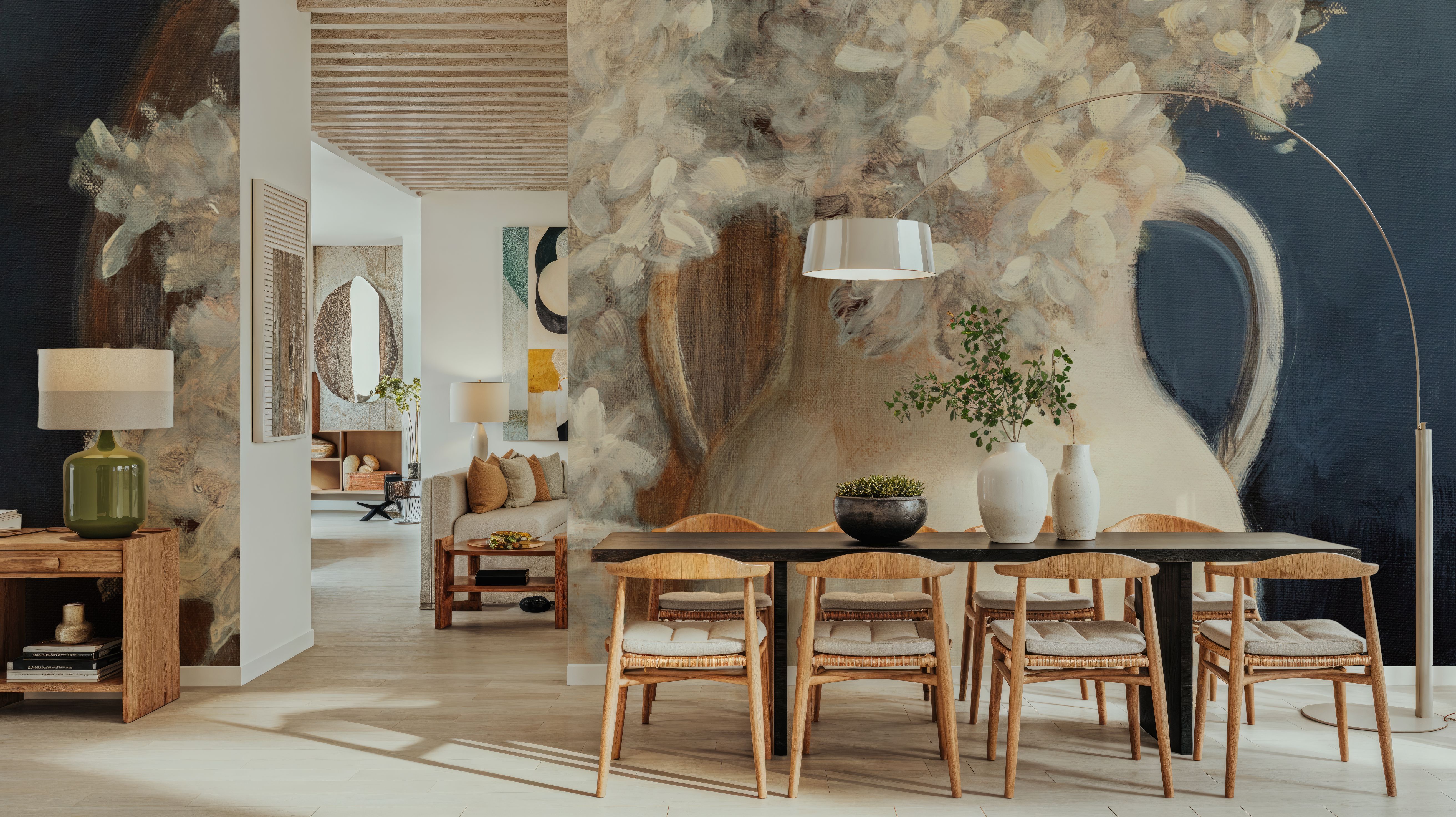 Golden Hydrangeas I White, Papier peint