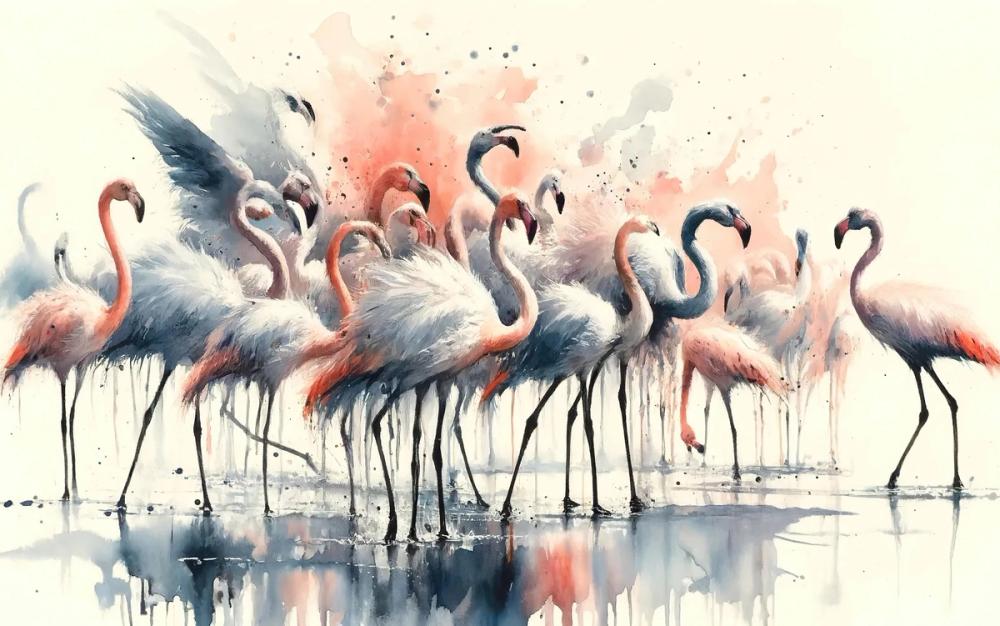 Elegance of Flamingos at Rest