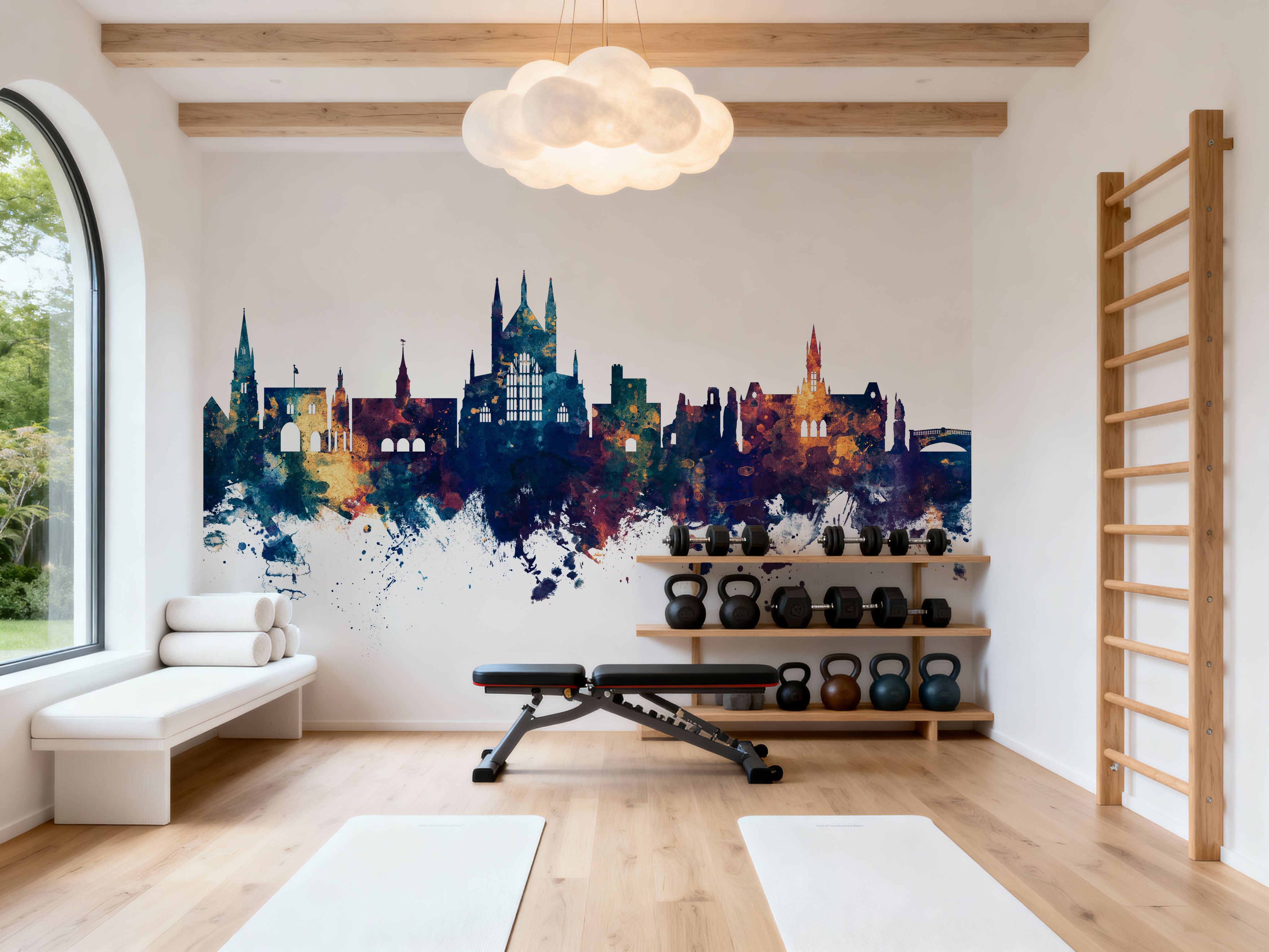 Winchester England Skyline Blue & Bronze, Wallpaper