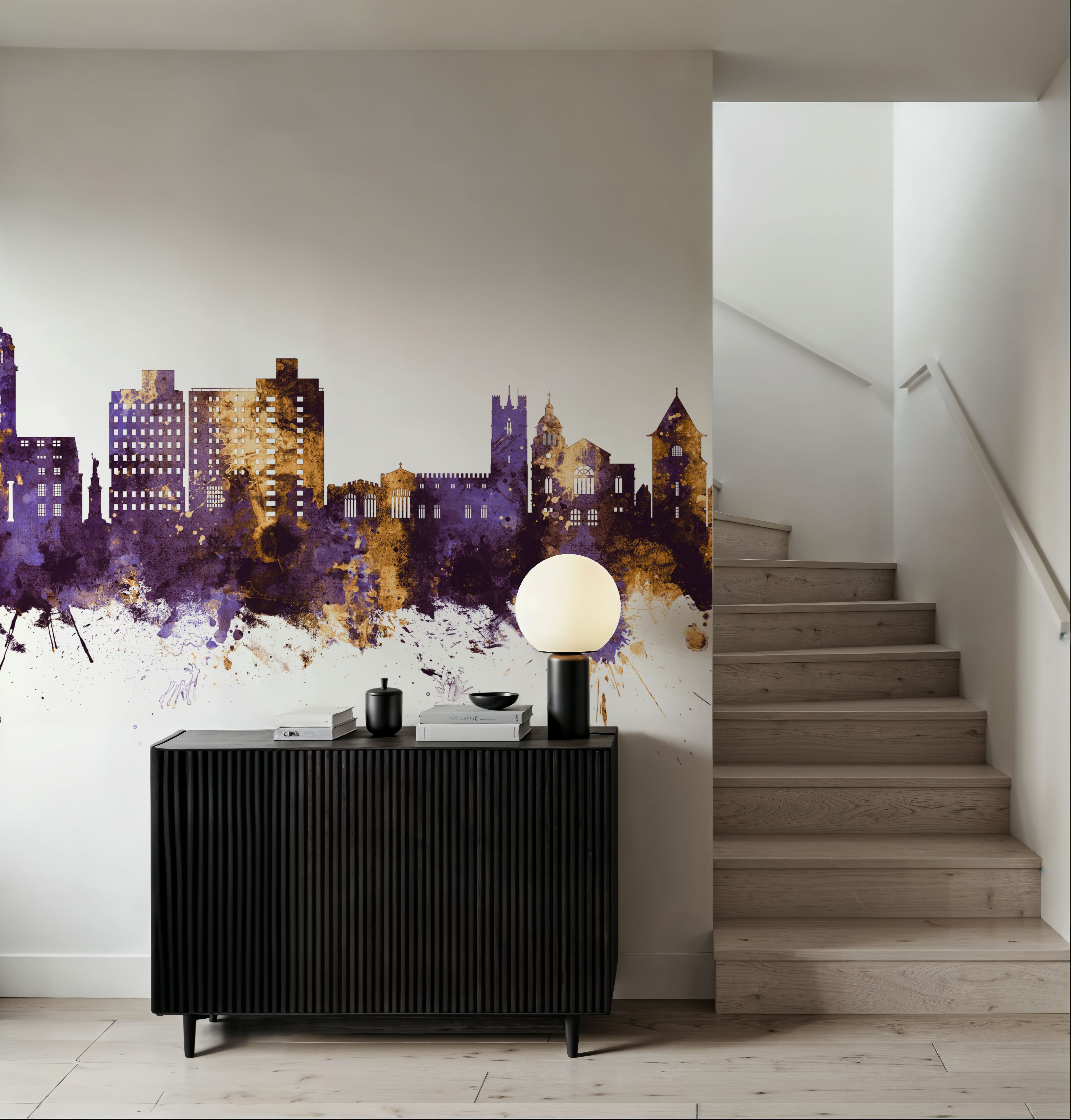 Luton England Skyline Purple & Gold