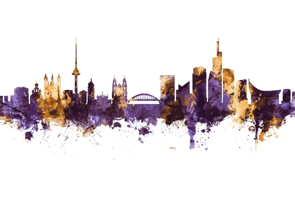 Vilnius Lithuania Skyline Purple & Gold