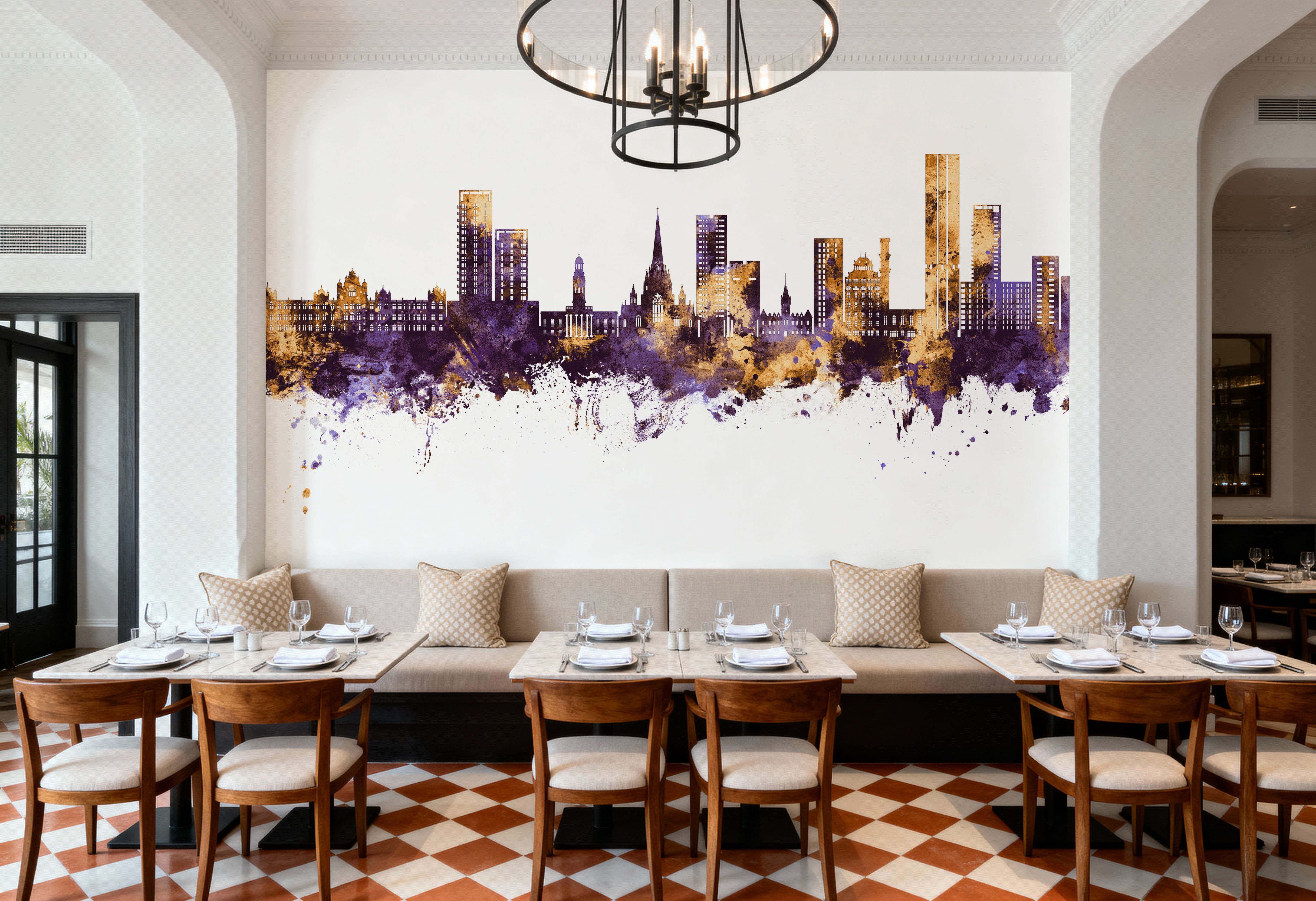 Salford England Skyline Purple & Gold