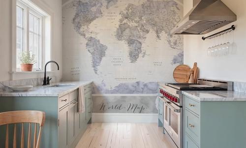 World Map Atlas Blue Gray