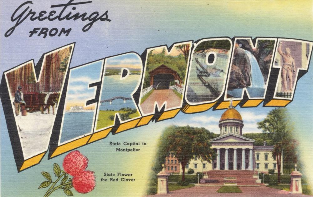 Greetings from Vermont State - Screenprint Postcard