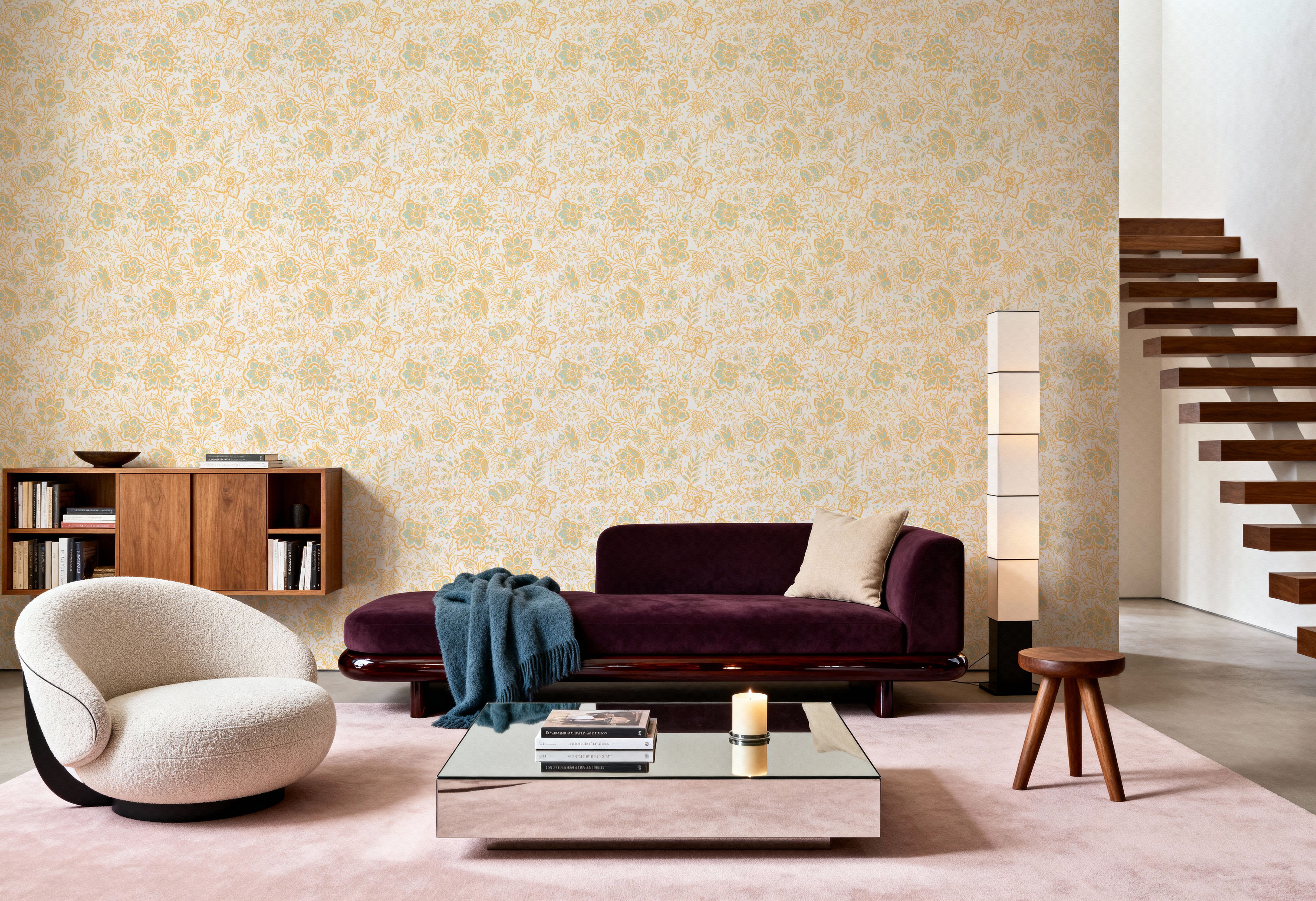 Kala Flowers Yellow on White