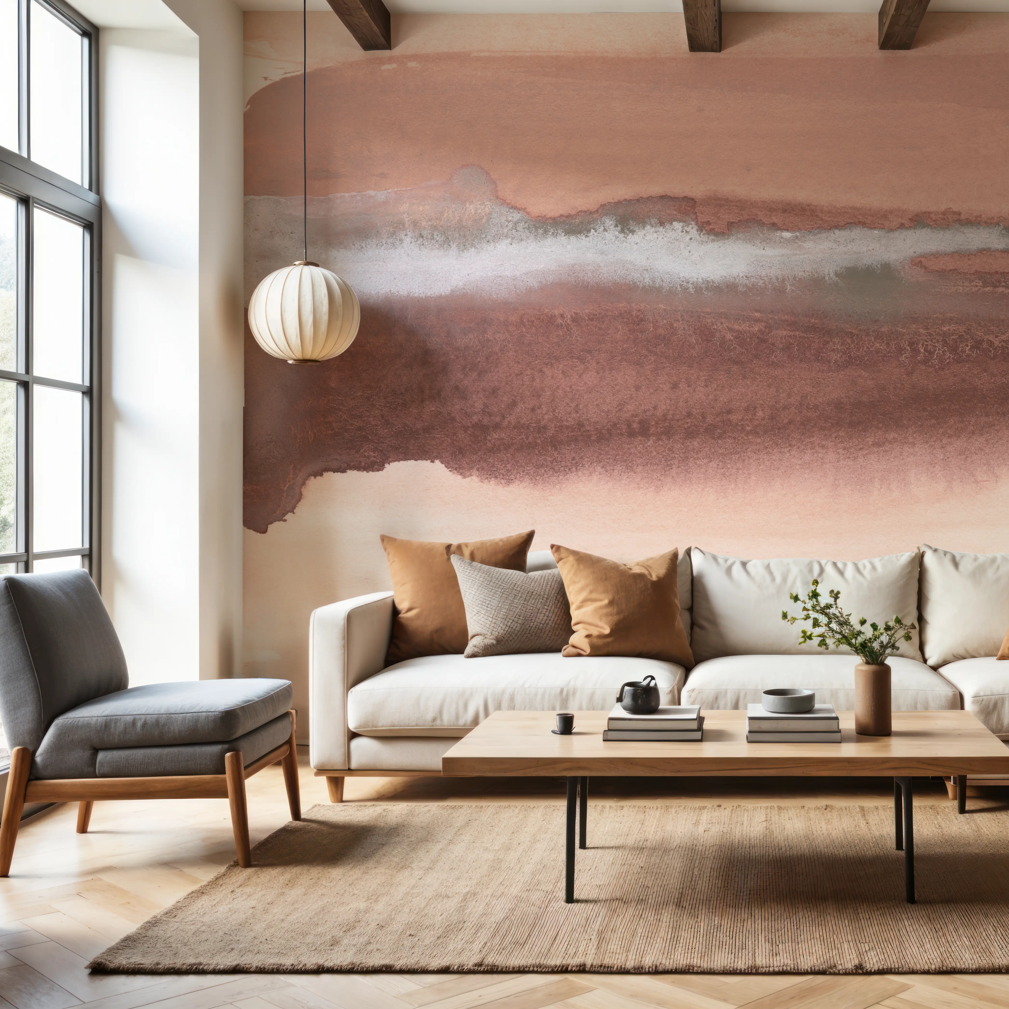 Fotobehang - Salt Lake II - Abstract Kunst Mural - Bruin - Kantoorruimtes - Wallism België - Zelfklevend of Vliesbehang