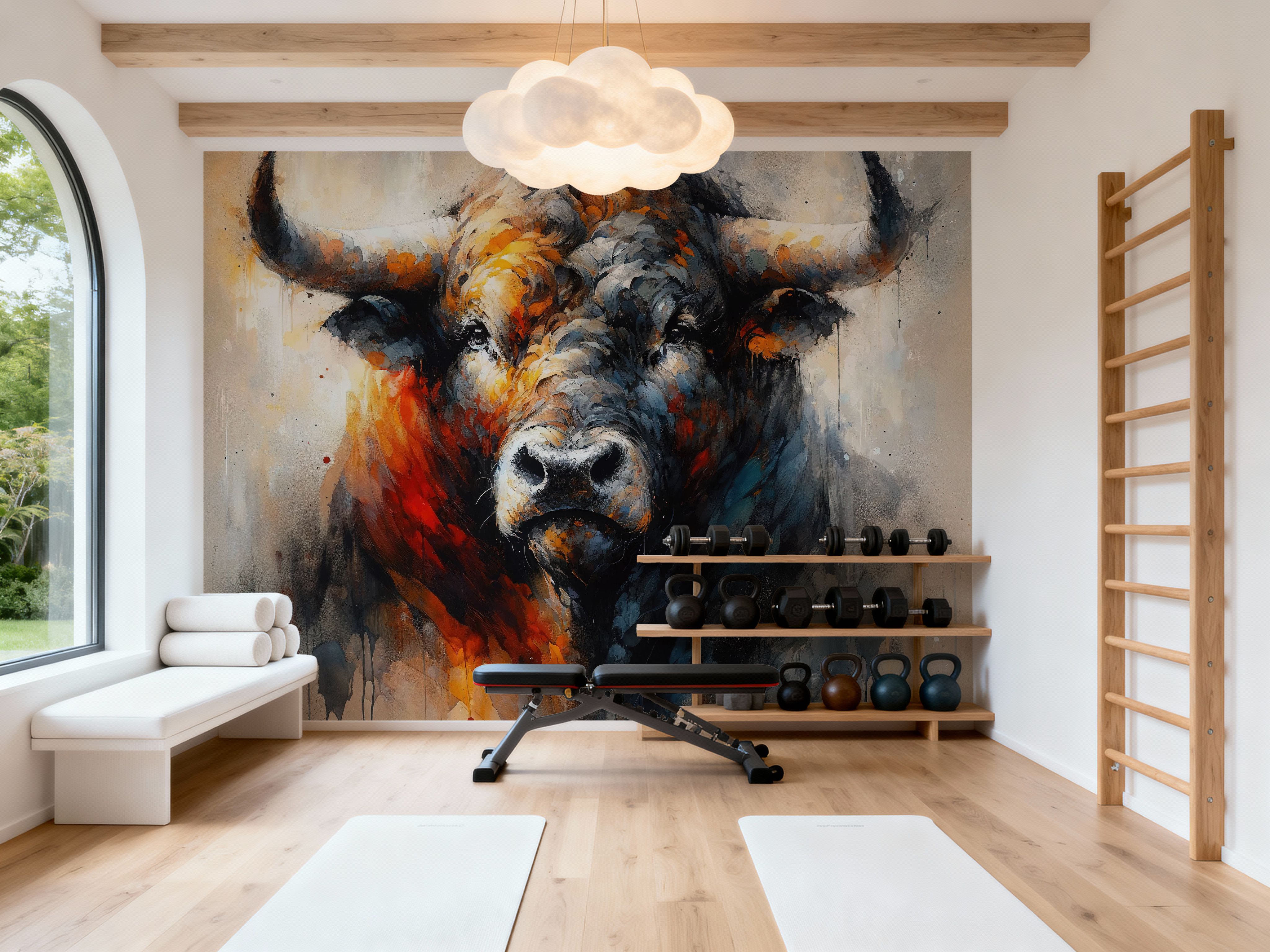 Majestic Bull Aura in Watercolor Shadows