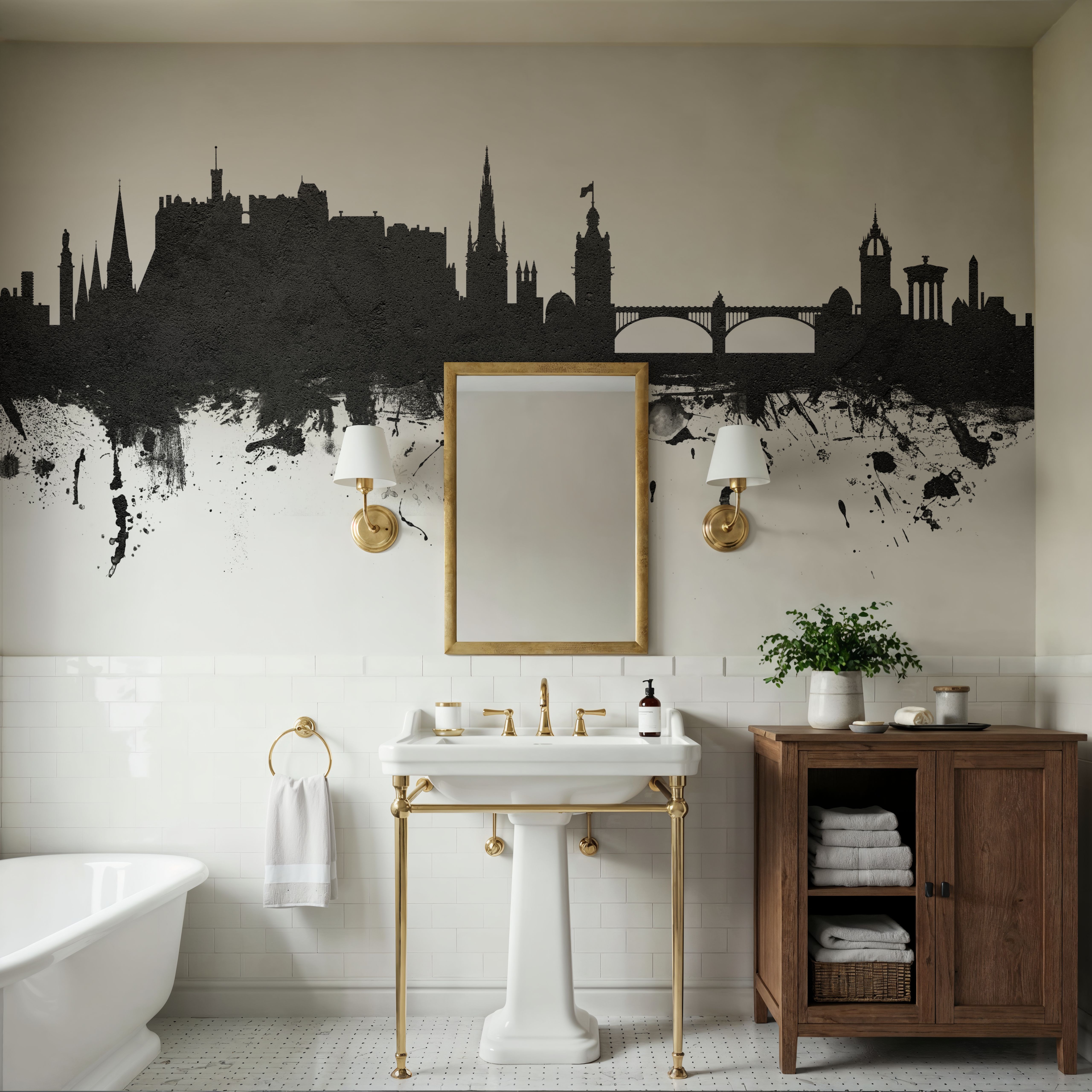 Edinburgh Scotland Skyline Black & White