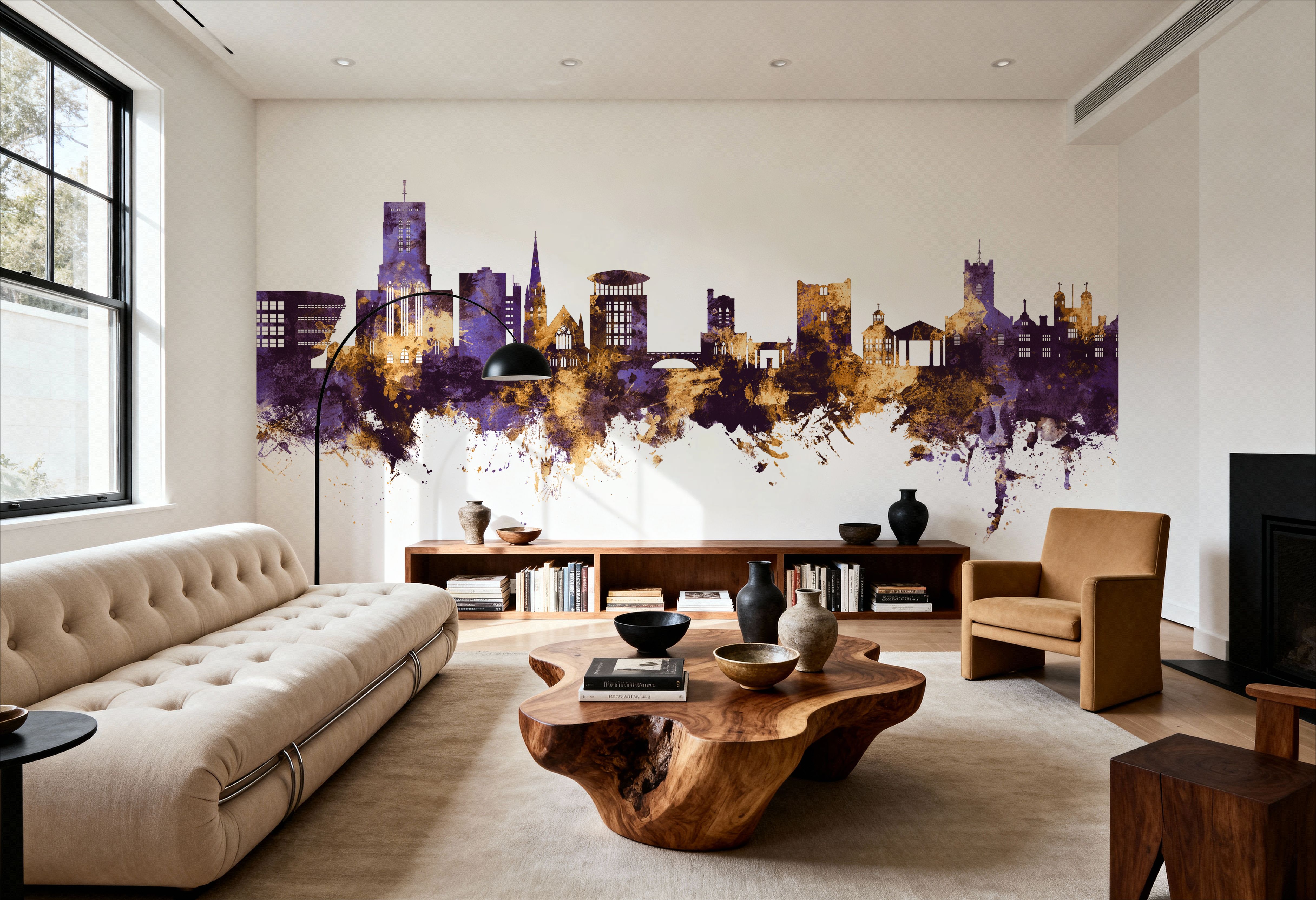 Guildford England Skyline Purpl & Gold, Tapeten