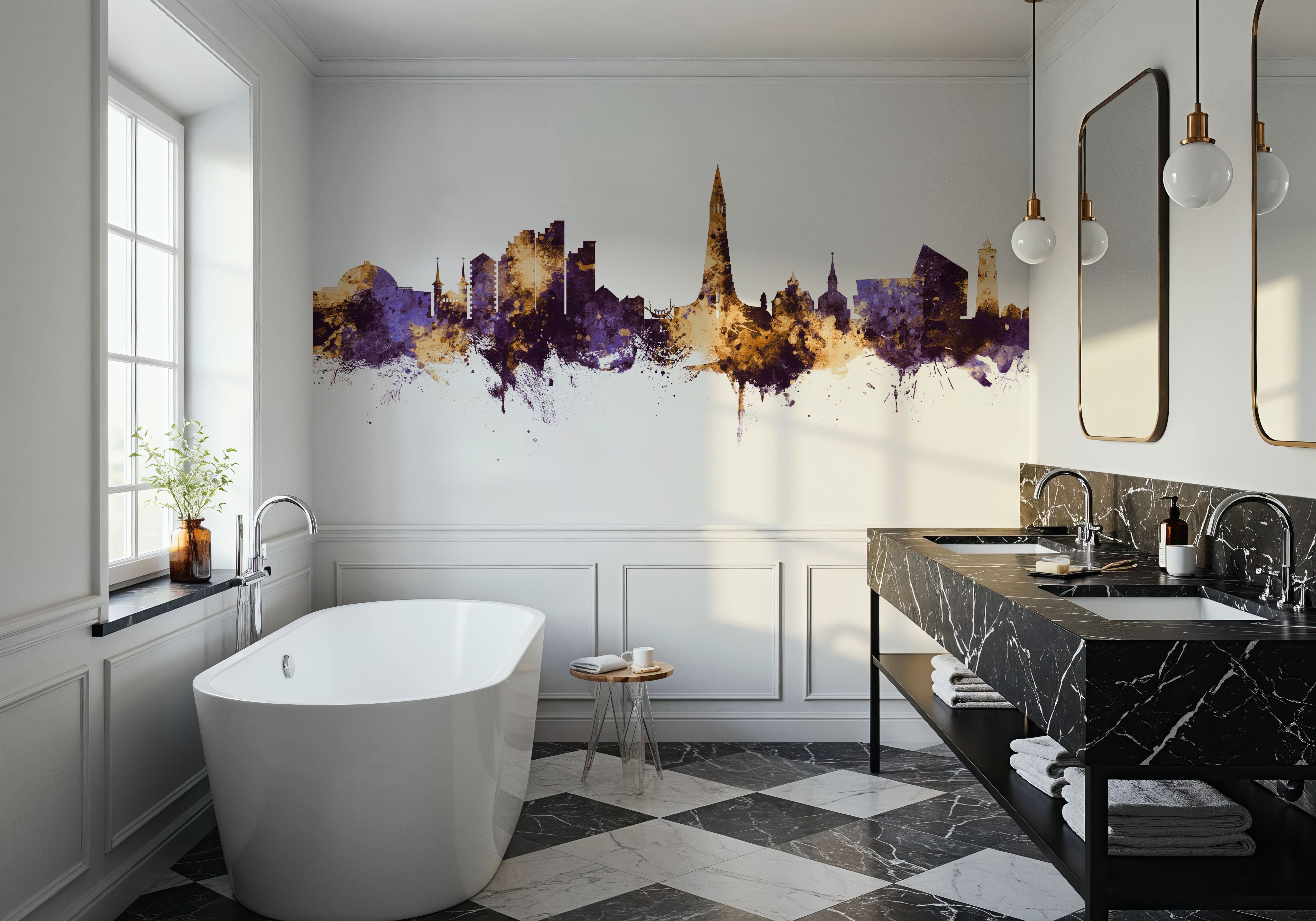 Reykjavík Skyline Purple & Gold