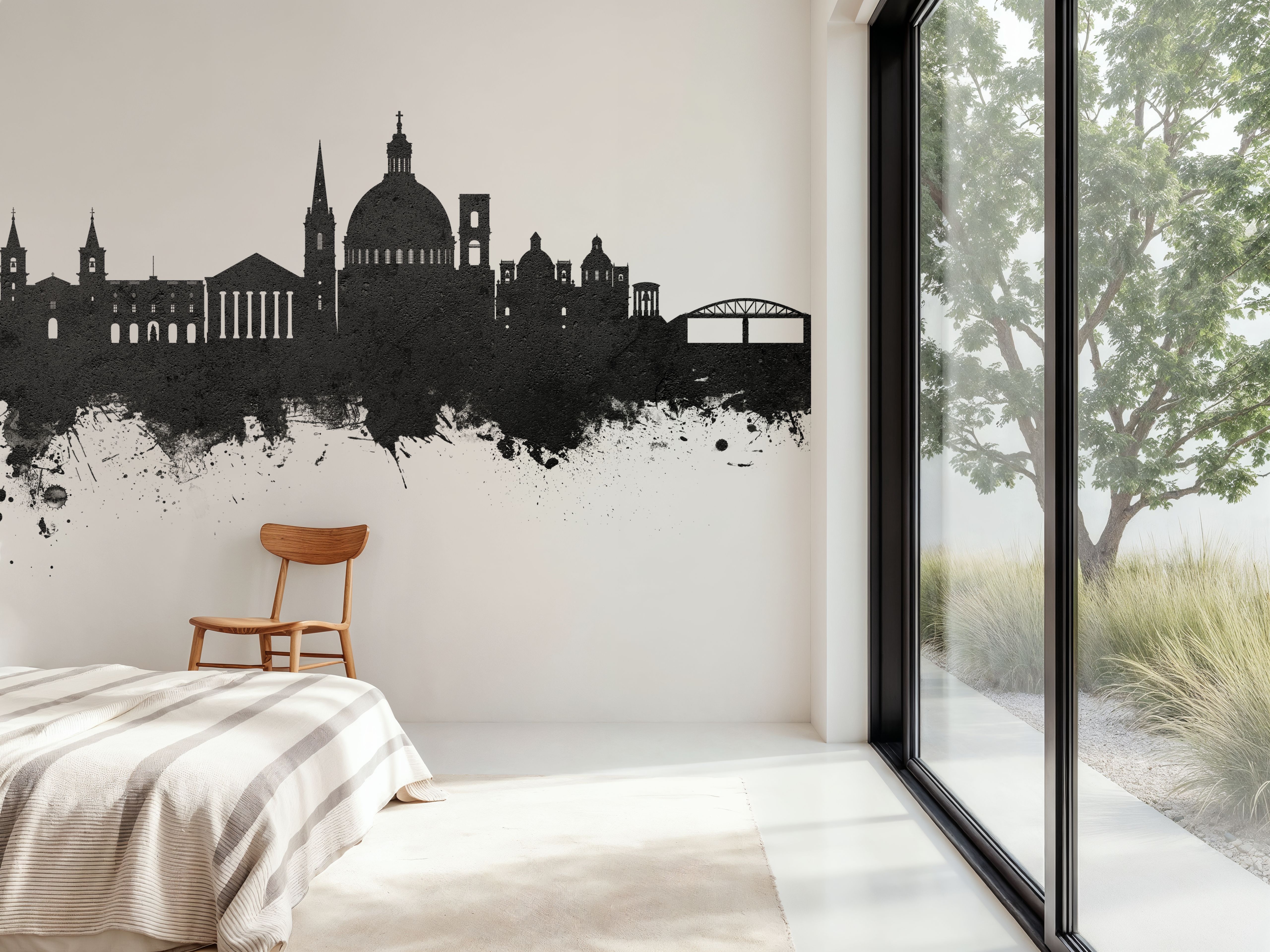 Valletta Malta Skyline Black & White