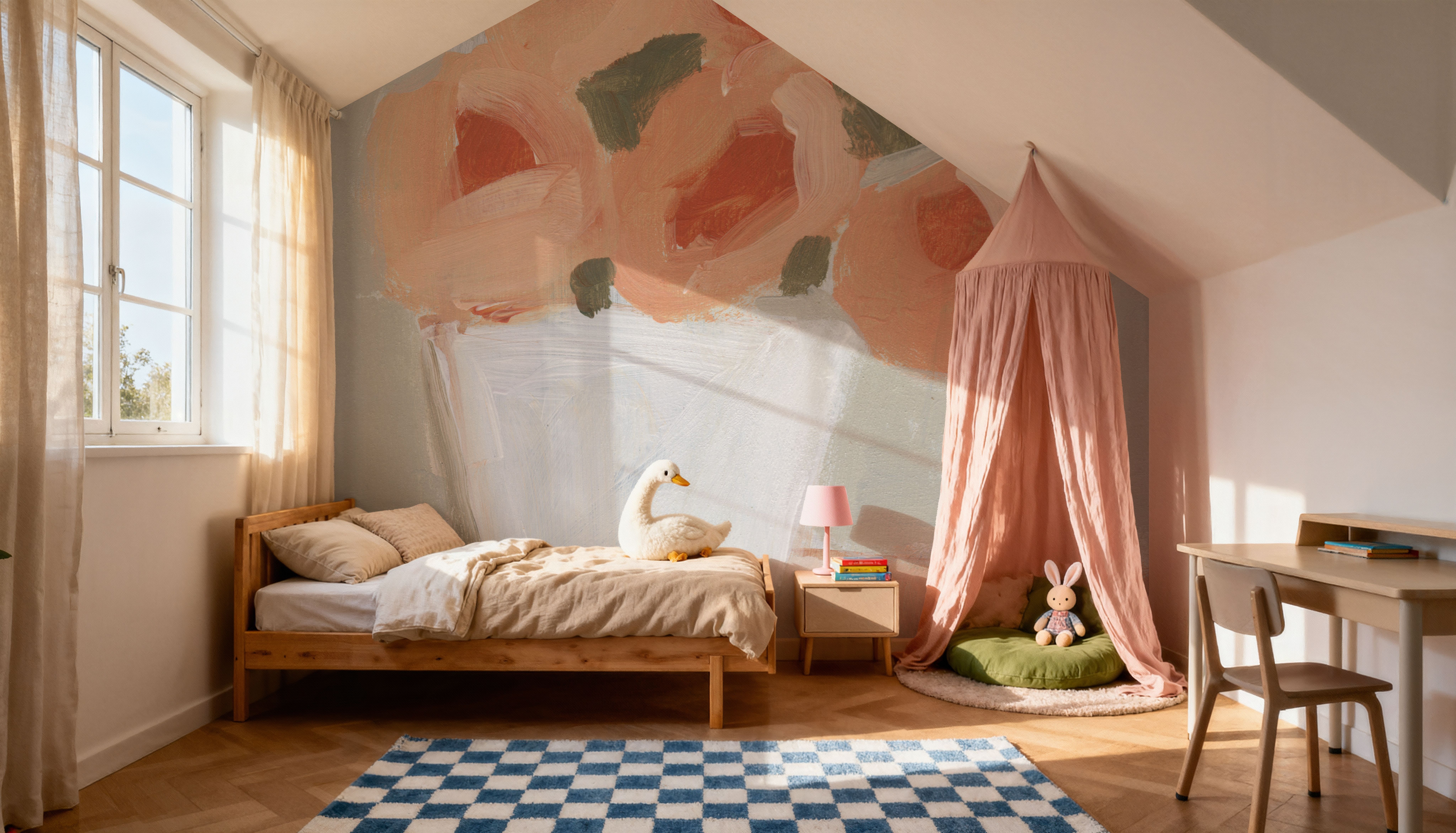 Floral on Checks, Papel de parede