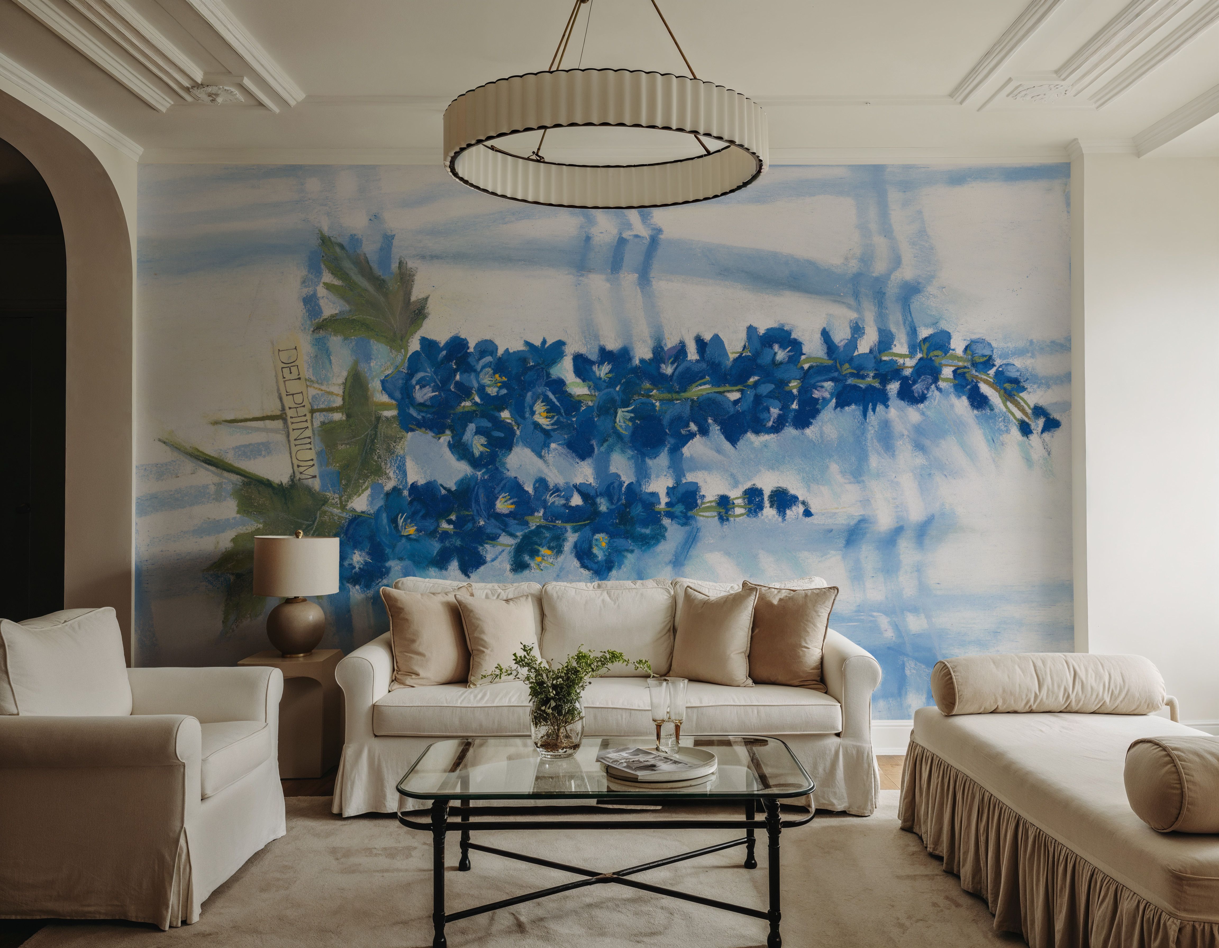 Delphinium on Linen