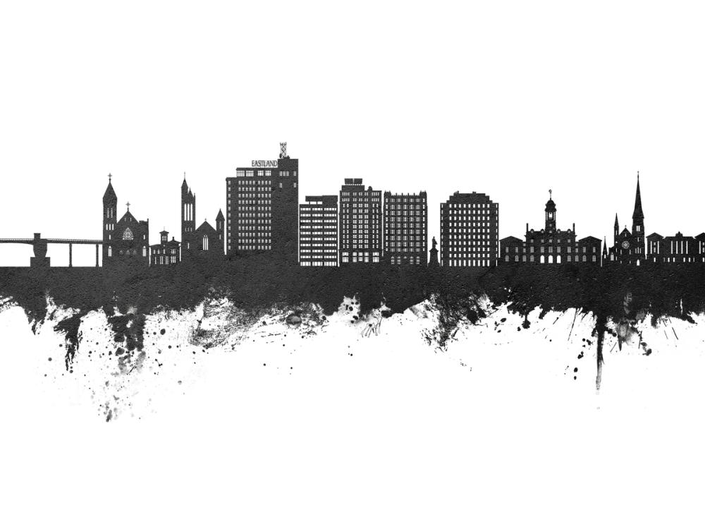 Portland Maine Skyline Black & White