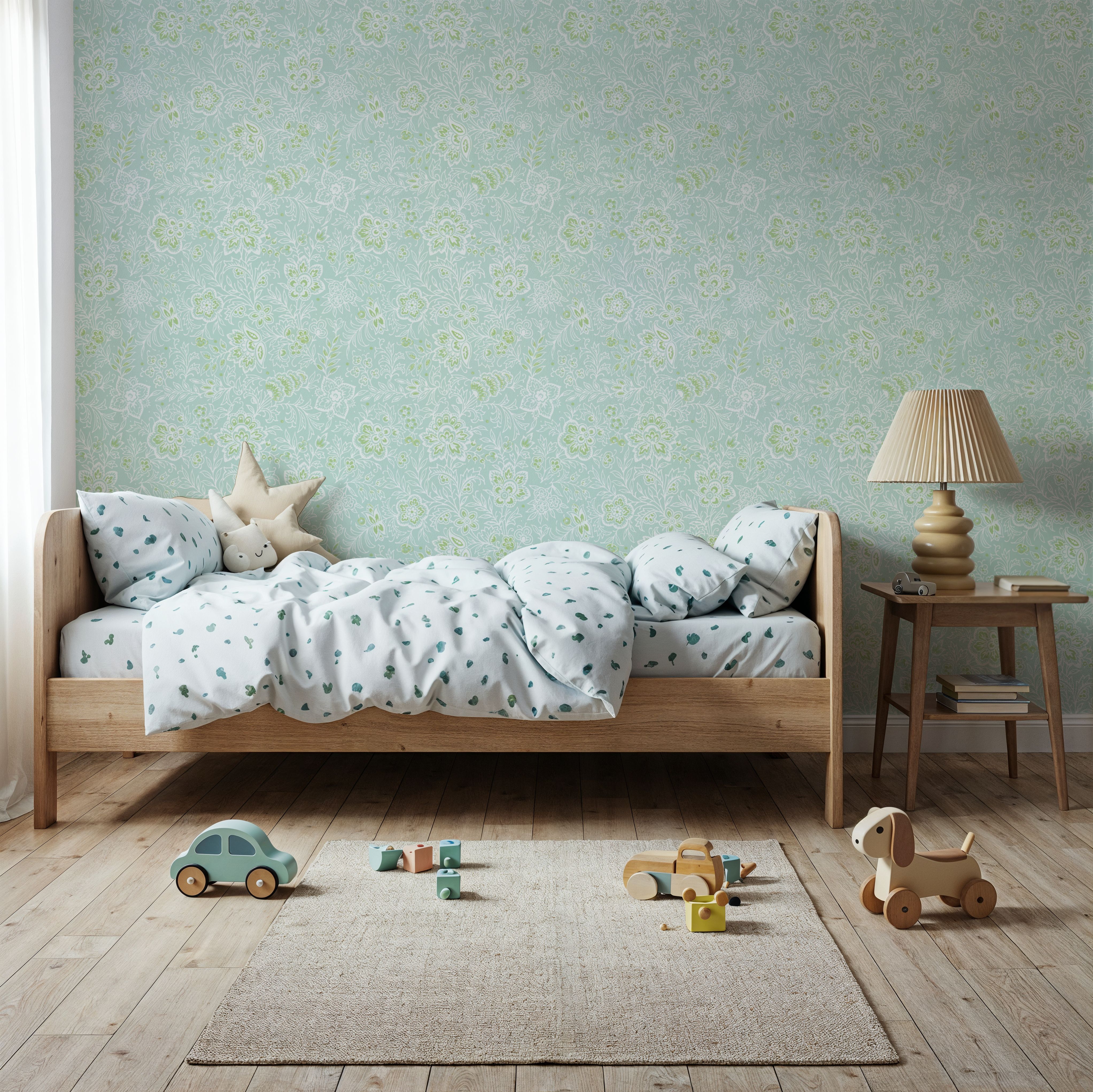 Kala Flowers White on Mint