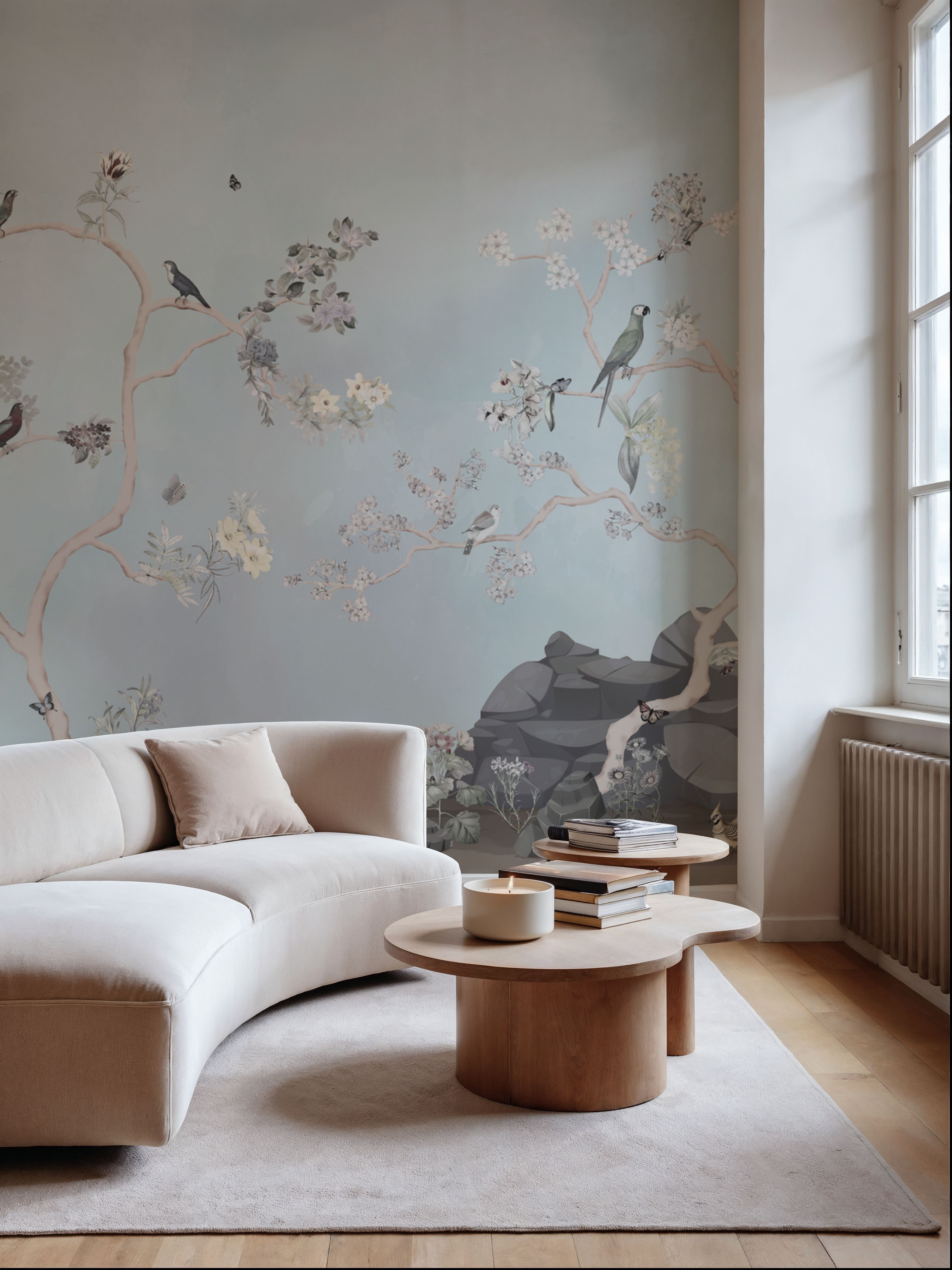 Birds in the Garden Light Blue