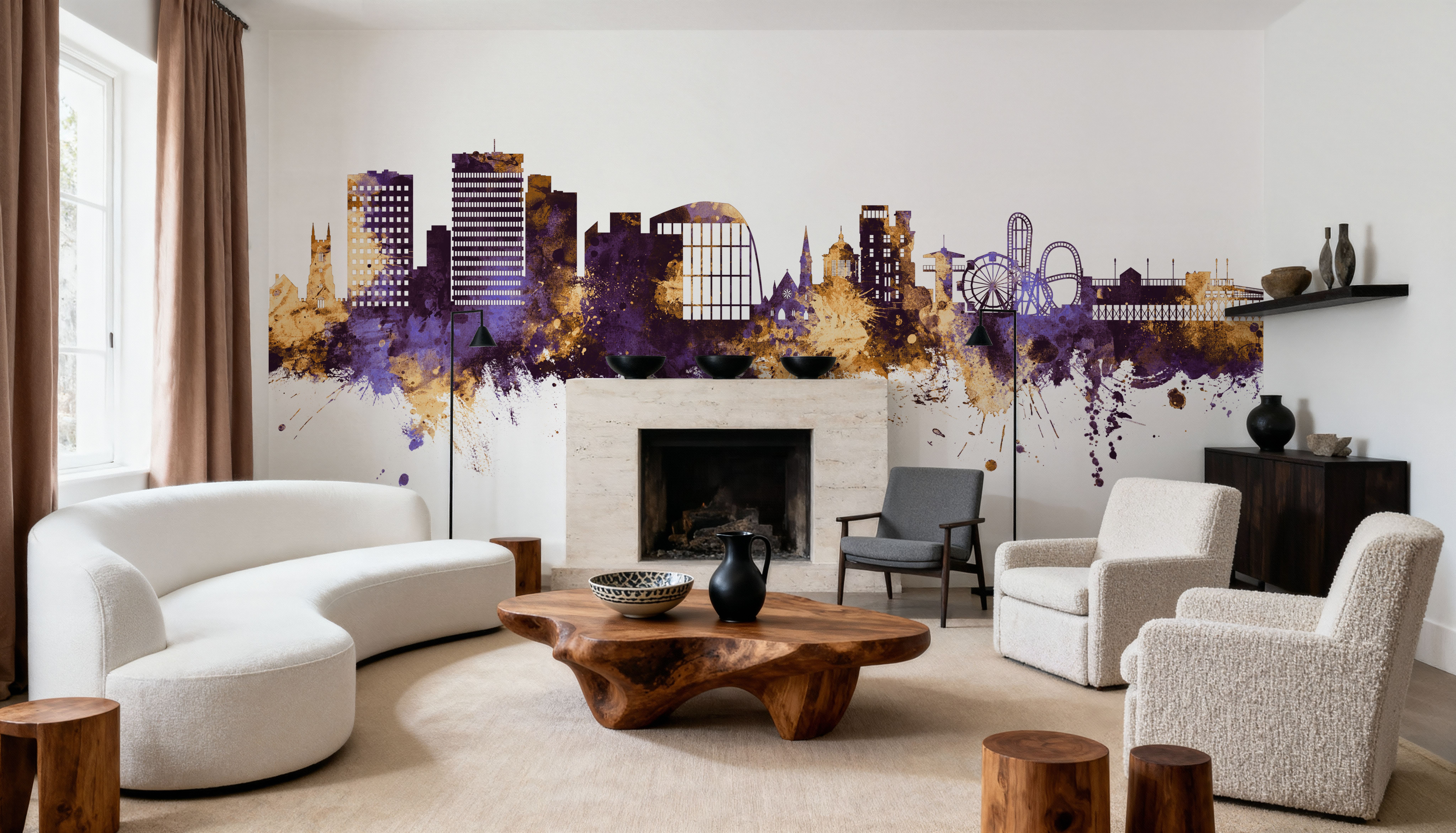 Southend-on-Sea England Skyline Purple & Gold