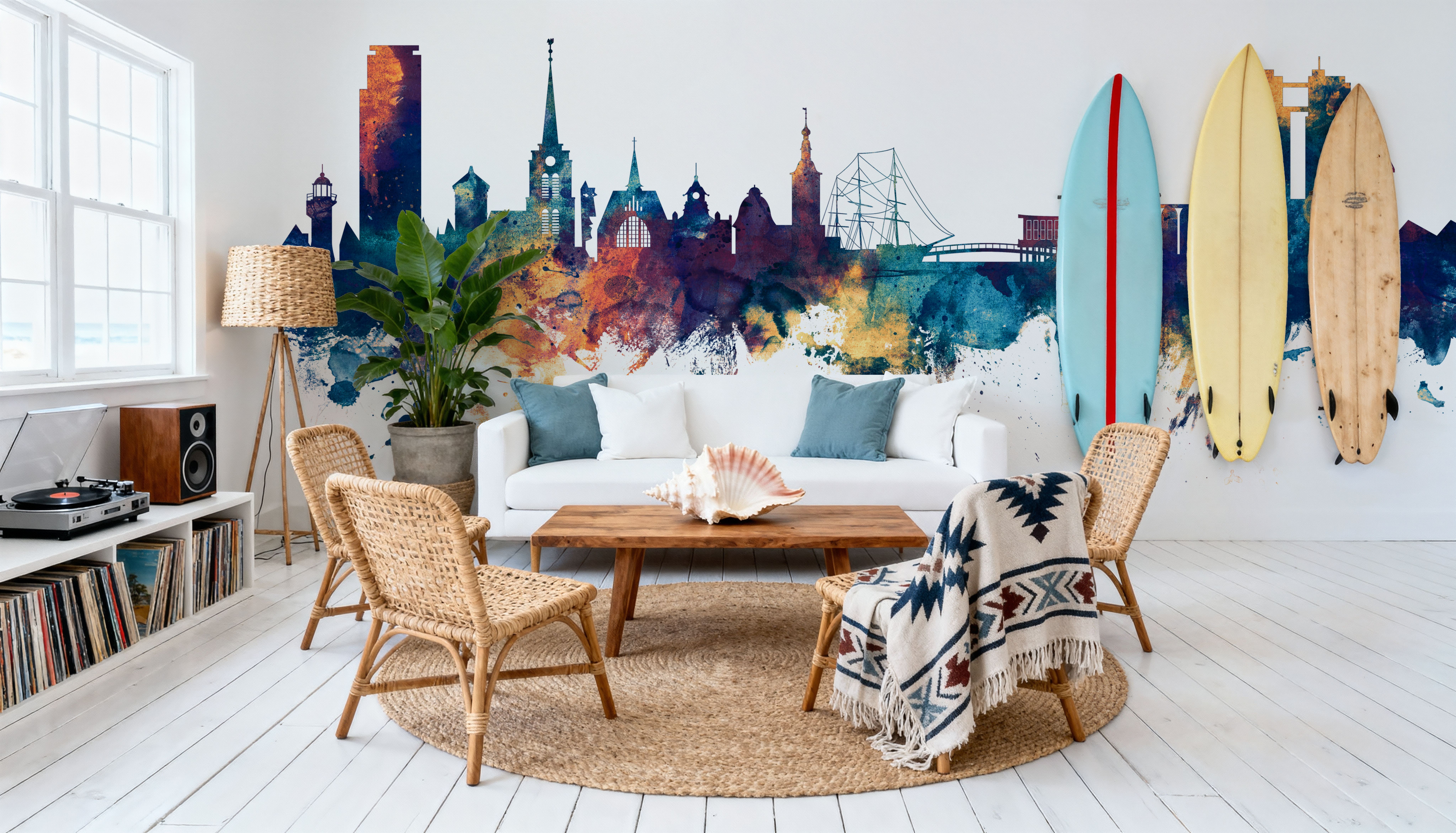 Halmstad Sweden Skyline Blue & Bronze