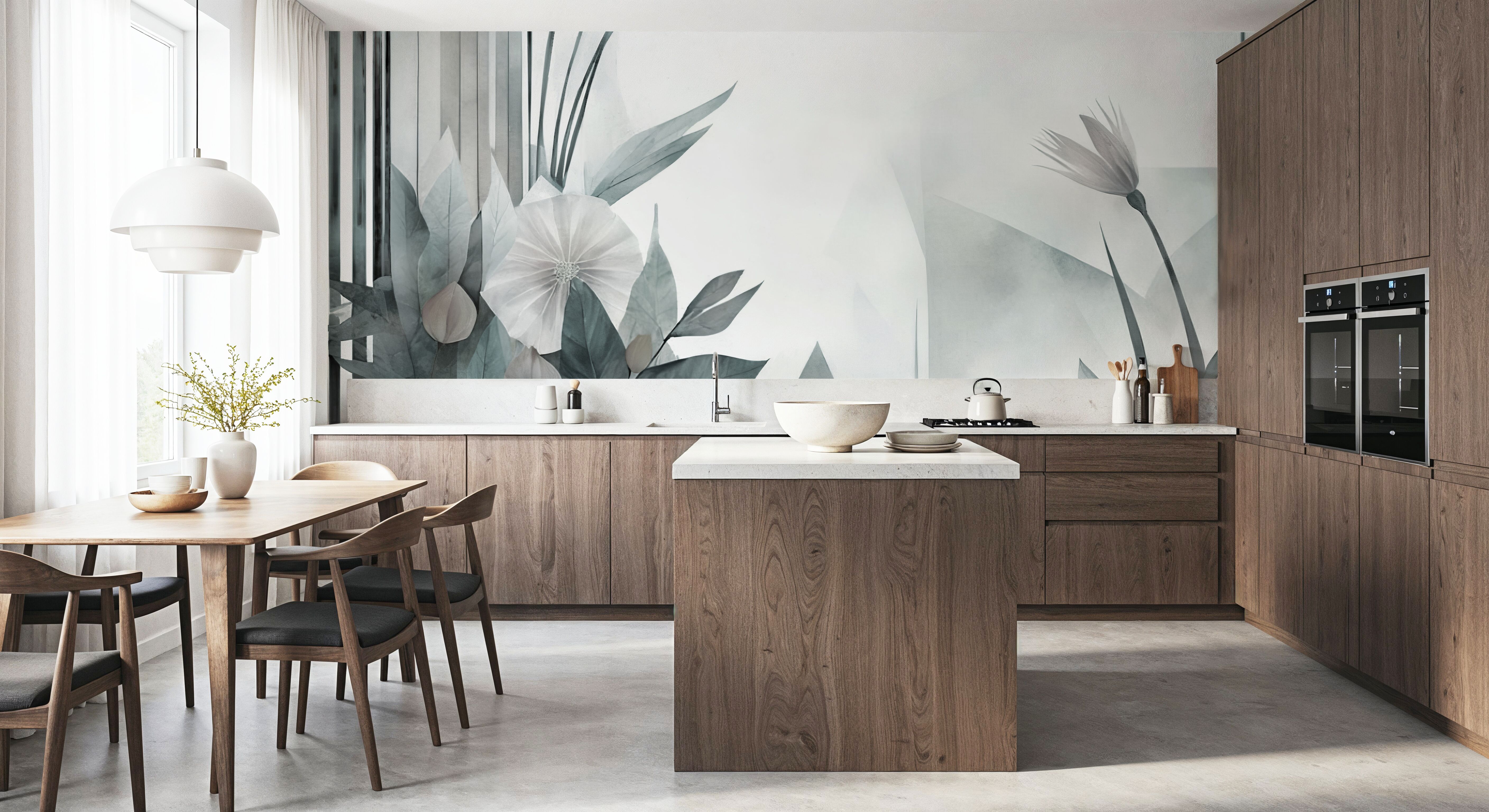 Floral Watercolor Abstract Teal