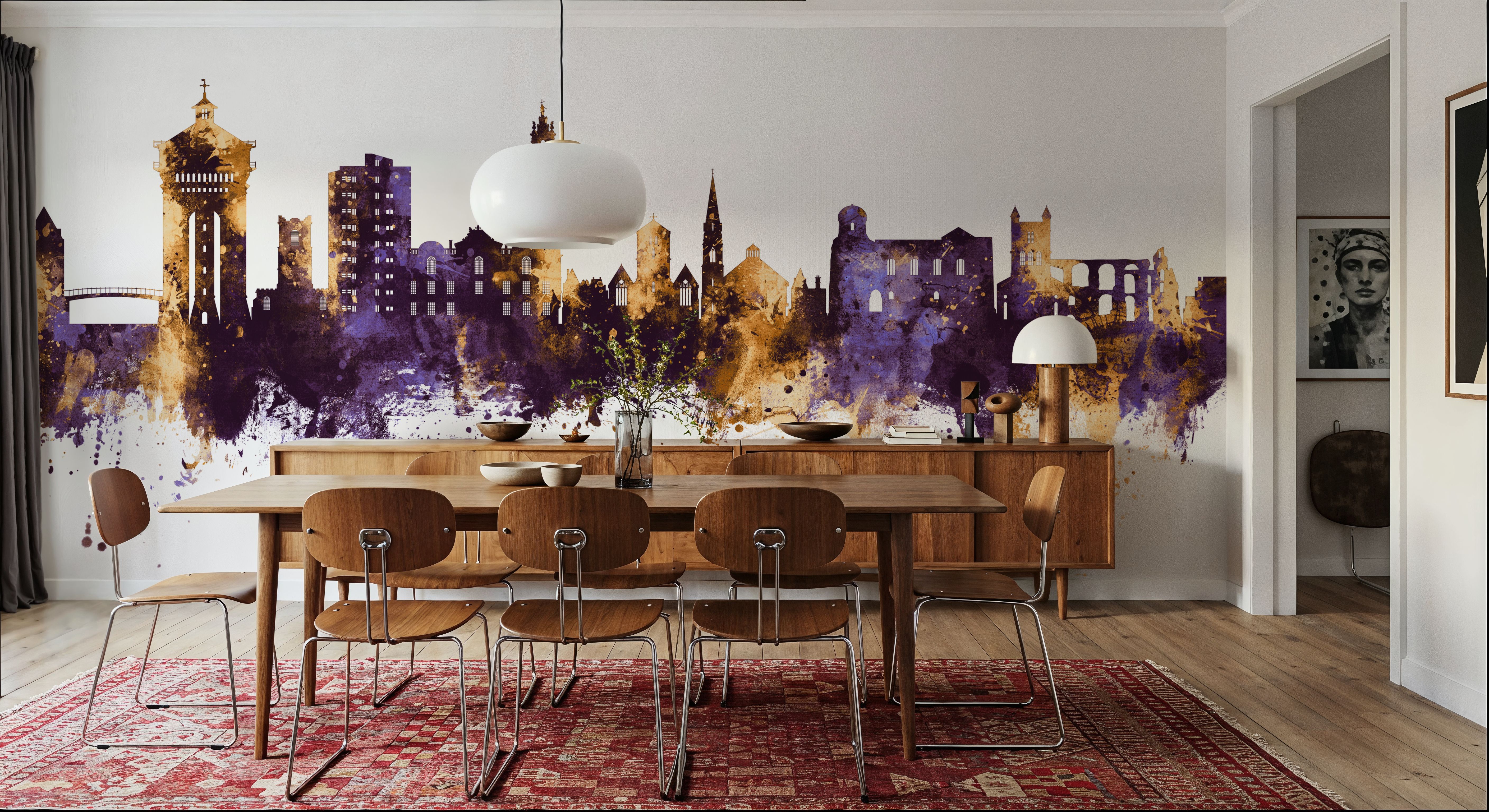 Colchester England Skyline Purple & Gold