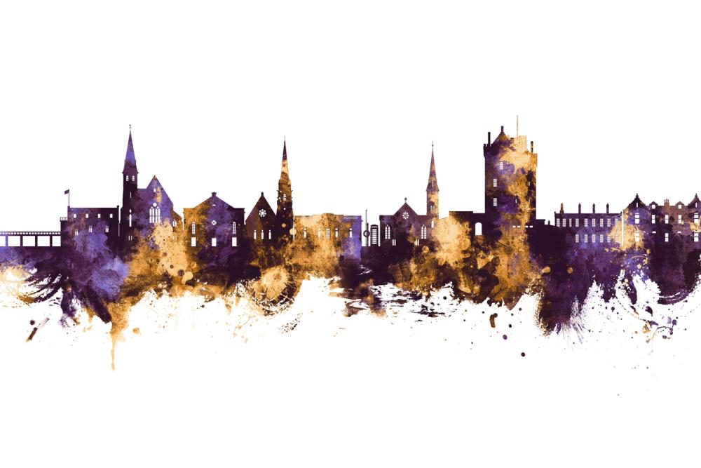 Broughty Ferry Scotland Skyline Purple & Gold
