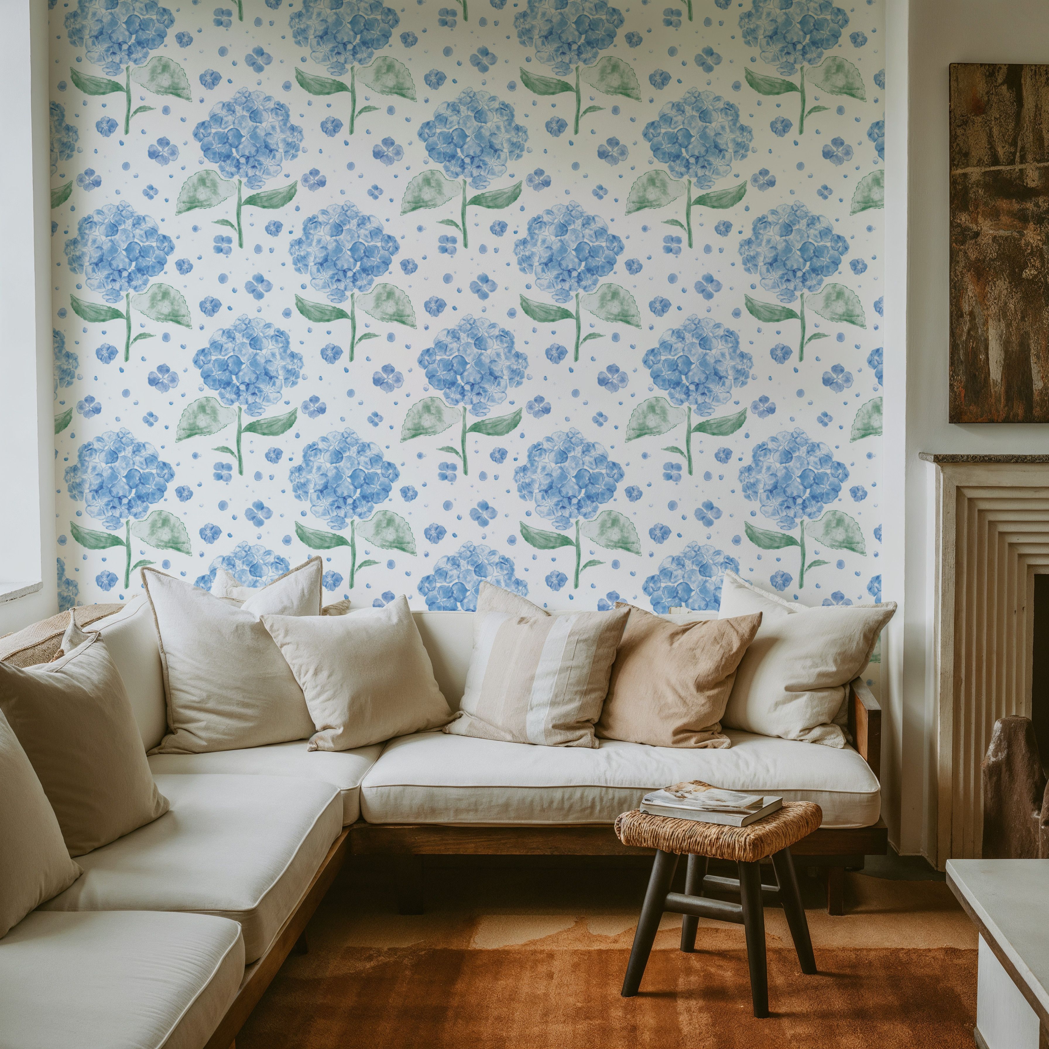 Hydrangea in The Air, Blue, Wallpaper