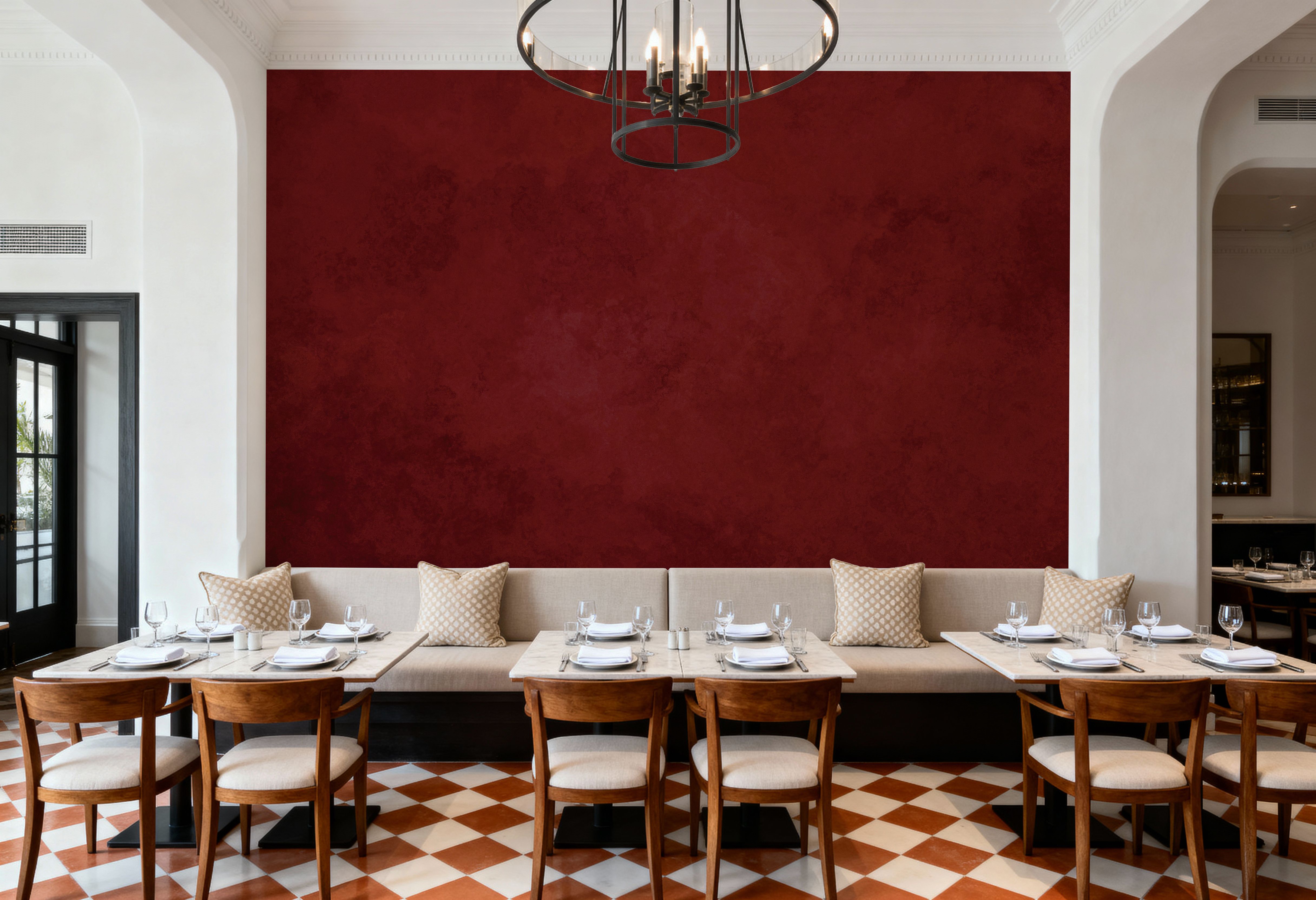 Subtle Plaster Wall, Cherry Red, Wallpaper