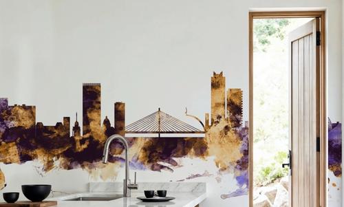 Liege Belgium Skyline Purple & Gold