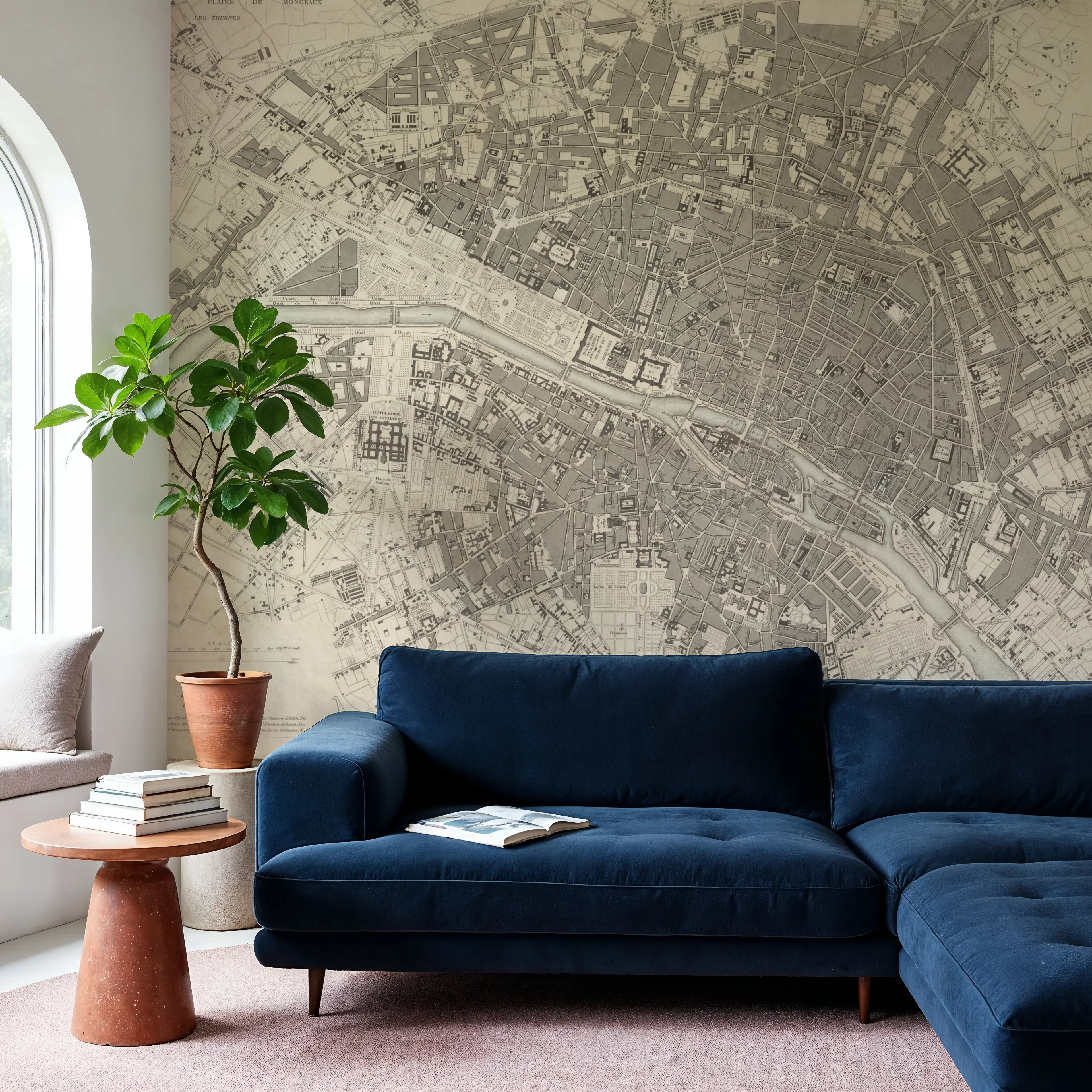 Wall Mural - Paris 1834 - Cities mural wallpaper - Gray - Dining Room - Wallism UK - Peel & Stick or Paste-the-Wall