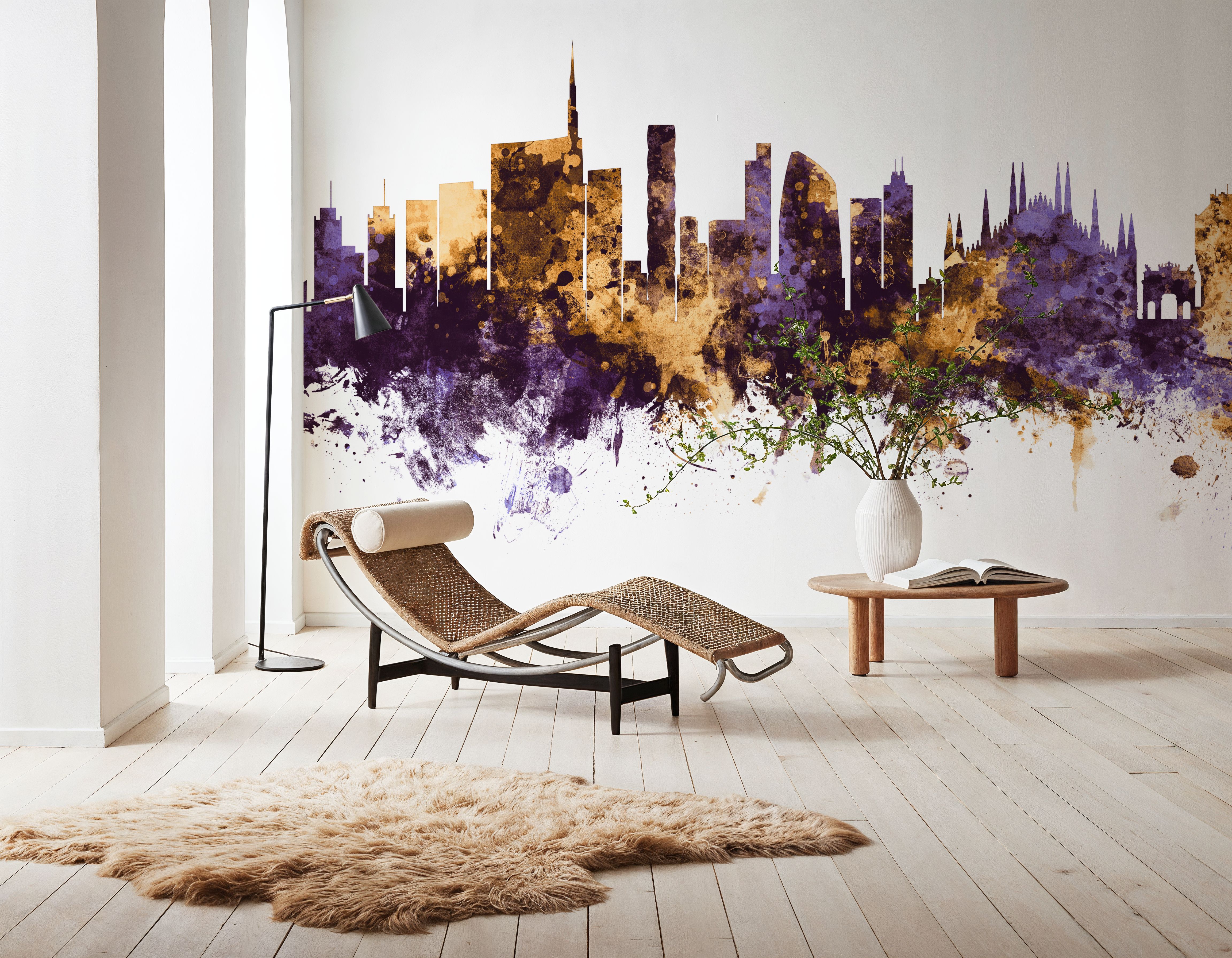 Milan Italy Skyline Purple & Gold