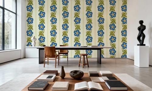 Floral Stripe, Blue